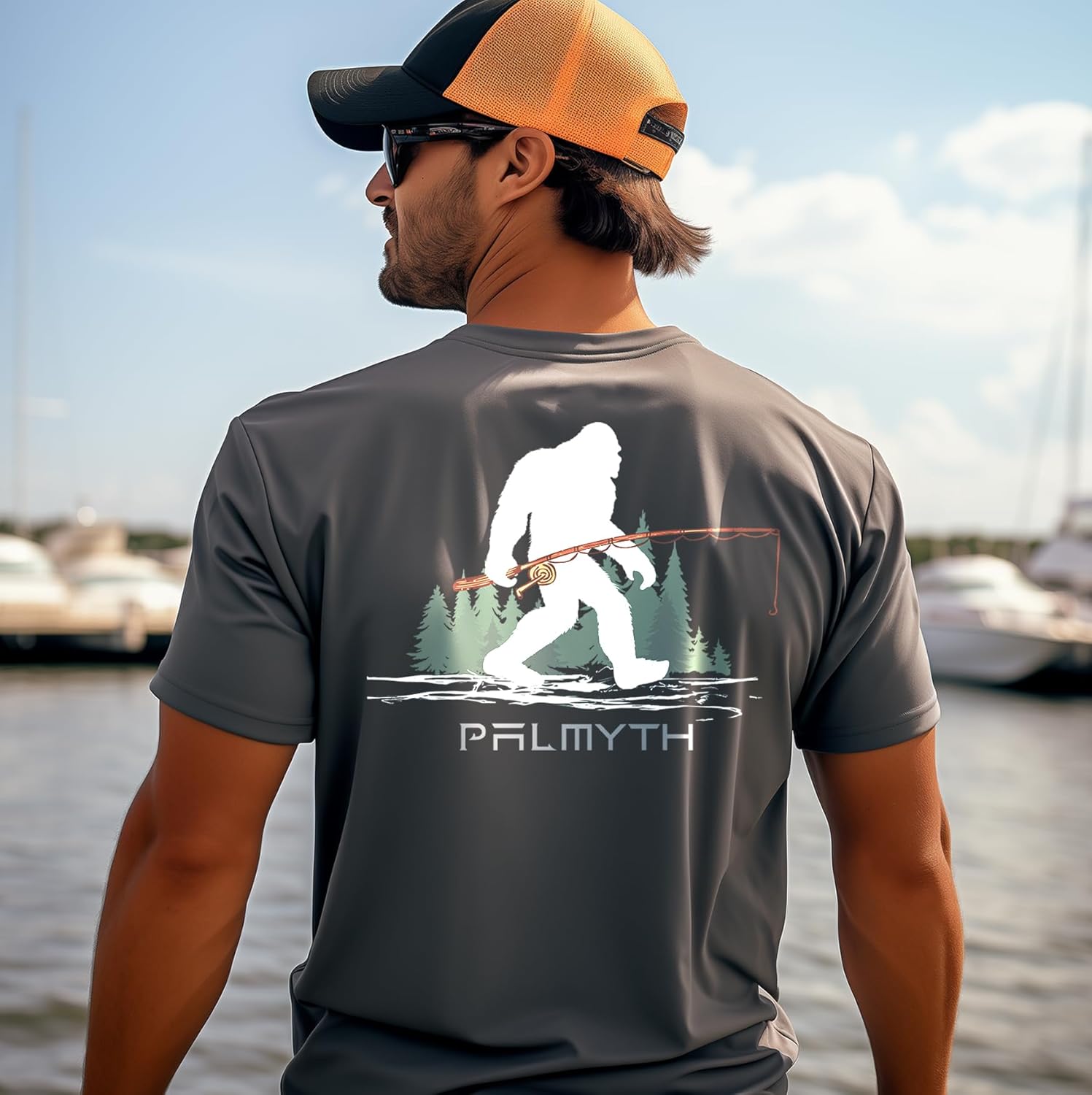 Palmyth Men's Fishing Shirt Short Sleeve Sun Protection UV UPF 50+ SPF T-Shirt - Image 2
