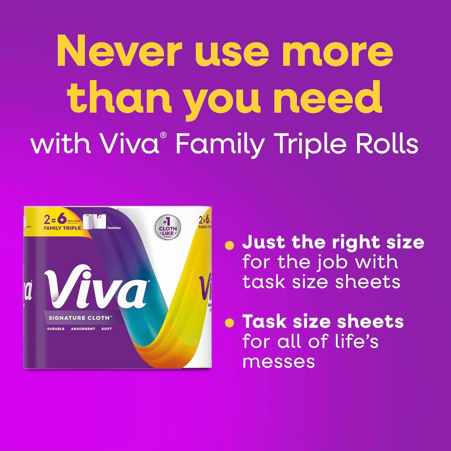 Viva Signature Cloth Paper Towels, Task Size, 8 Family Triple Rolls, 141 Sheets per Roll (Packaging May Vary) - Image 11