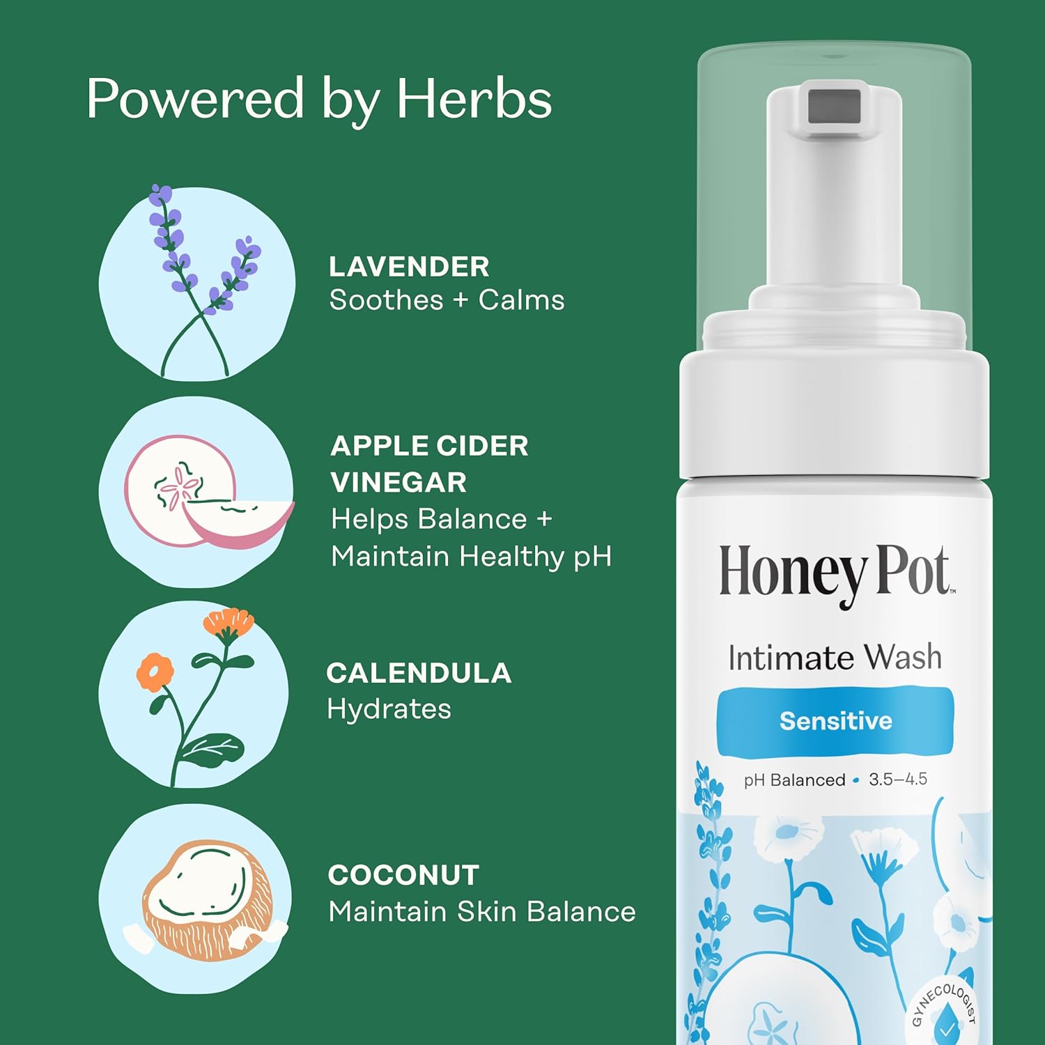 The Honey Pot Company - Sensitive Feminine Wash - Herbal Infused - PH Balanced Plant Based Natural Hygiene Products - 5.51 Fluid Oz - Image 3