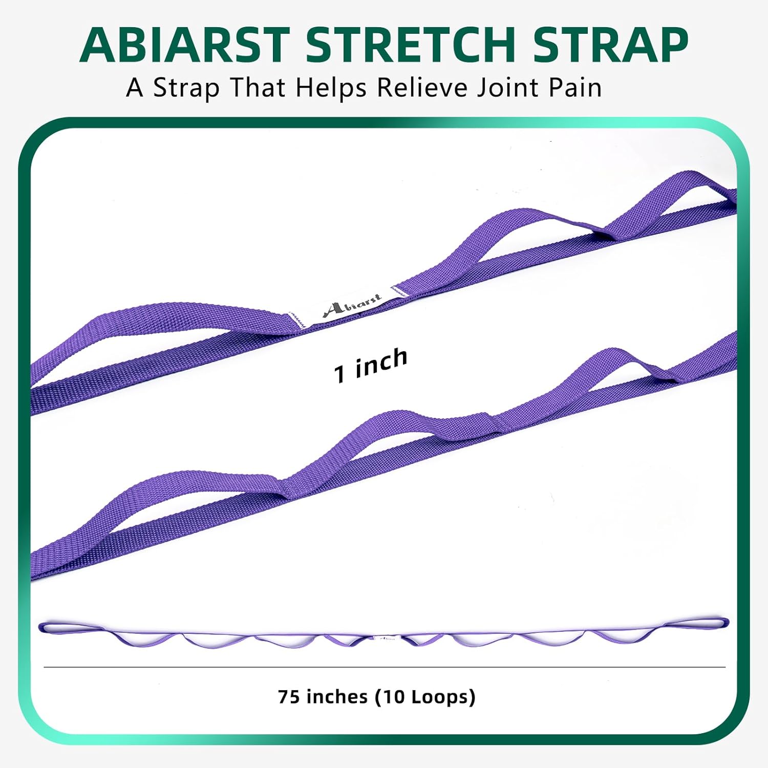 Abiarst Stretching Strap Yoga Straps for Physical Therapy, 10 Loops Non-Elastic Stretch Band for Pilates, Flexibility, Exercise and Gymnastics - Image 3