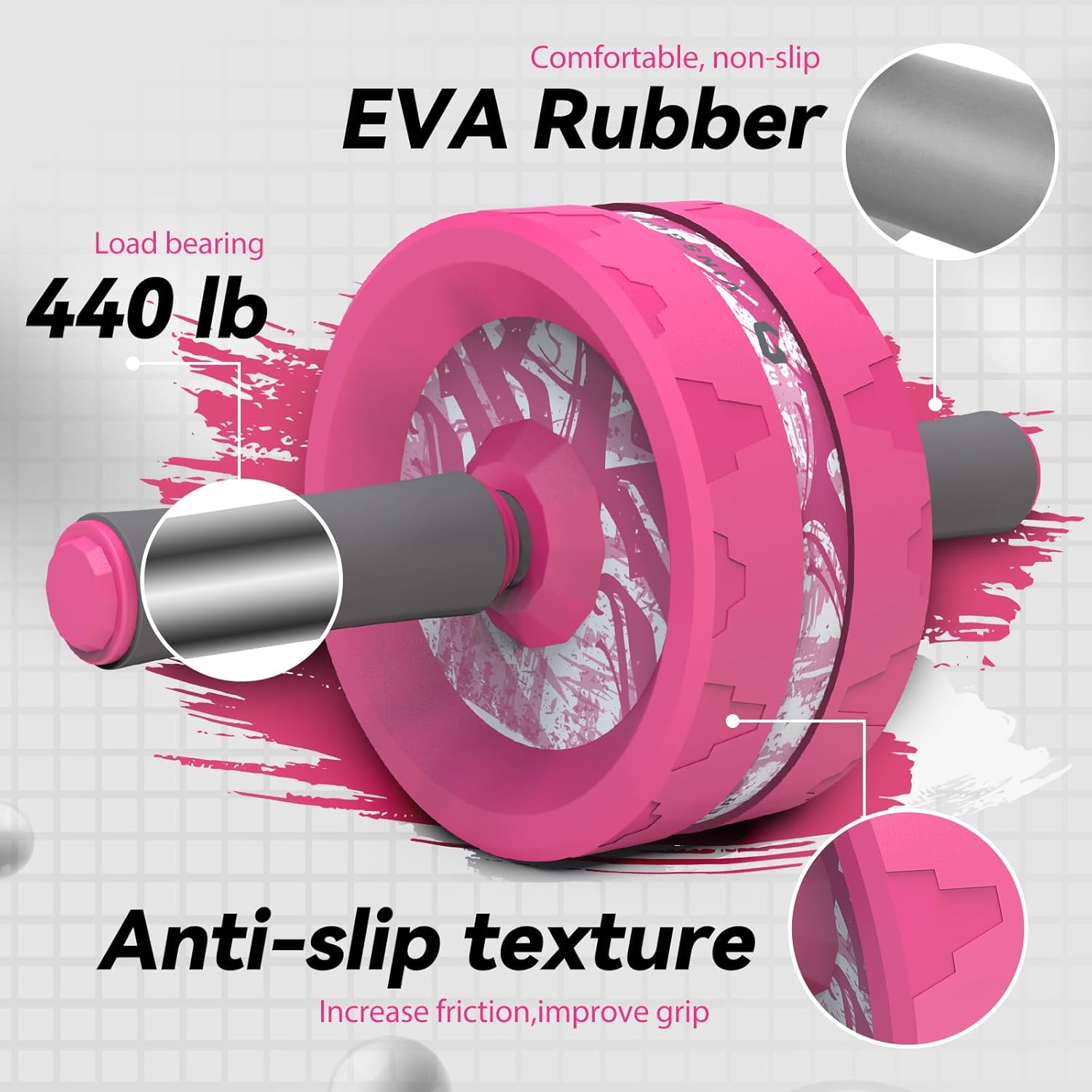 VINSGUIR Ab Roller Wheel, Abs & Core Workout Equipment for Home Gym with Knee Pad Accessories, Abdominal Wheel for Full-body Strength Training - Image 5