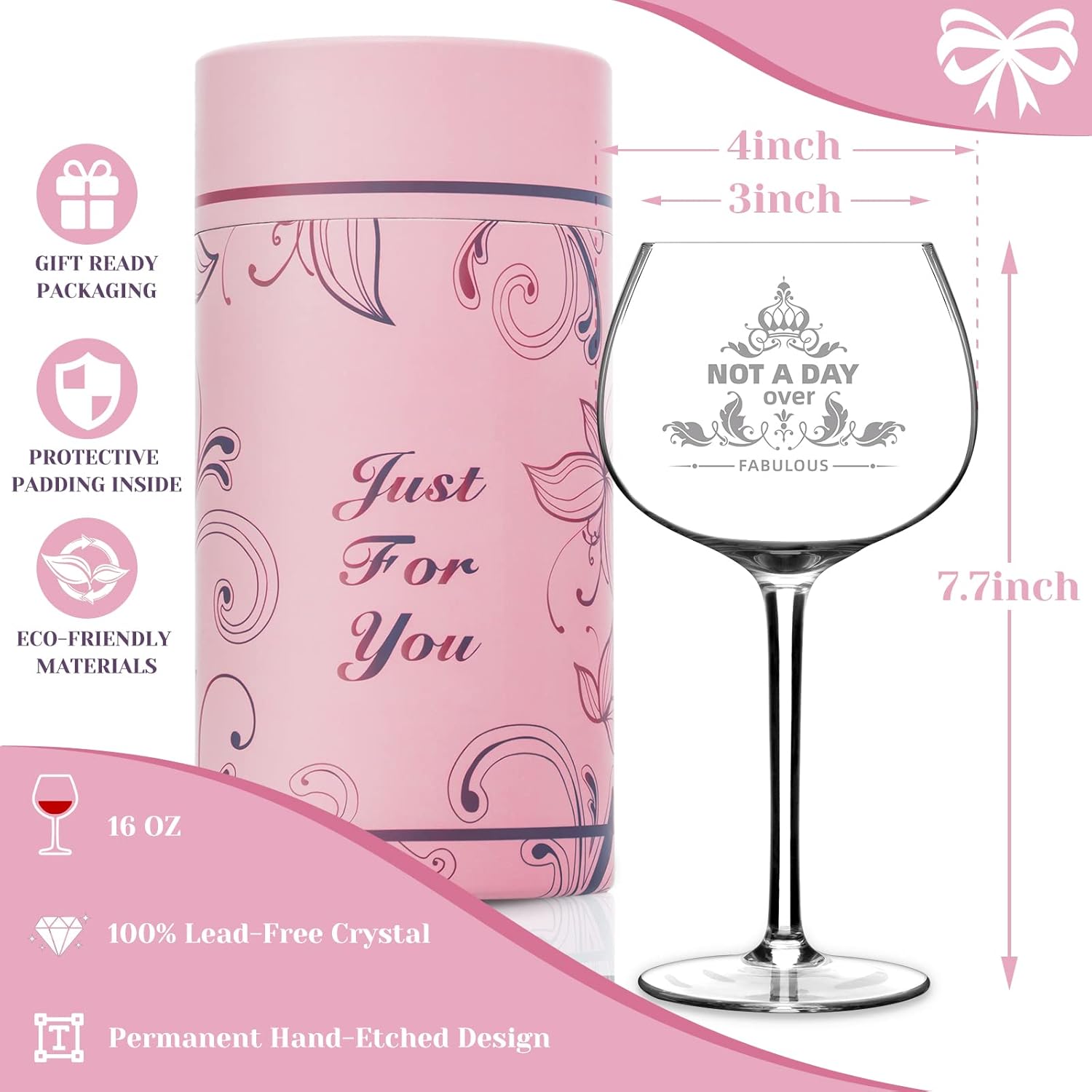 Gifts For Women,Not a Day Over Fabulous Personalized Wine Glasses Birthday Gifts Wine Glass Mothers Day Gifts For Women, Unique Gift Ideas for Her Mom Friends Female Her Wife Girlfriend Coworkers - Image 2