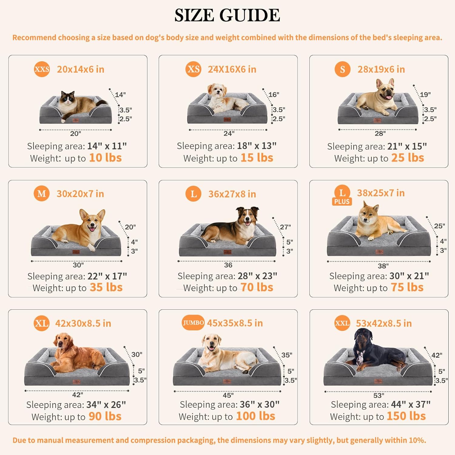 Comfort Expression Orthopedic Dog Bed for Extra Large Dogs 42x30 Inch, Waterproof Egg Crate Foam XL Pet Bed with Removable Bolsters, Dog Couch with Washable Cover & Non-Slip Bottom, Grey - Image 6