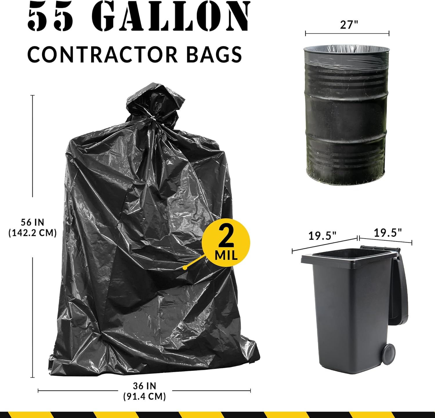 Reli. Contractor Garbage Bags 55 Gallon | 40 Trash Bags | Heavy Duty | Black Contractor - Image 5