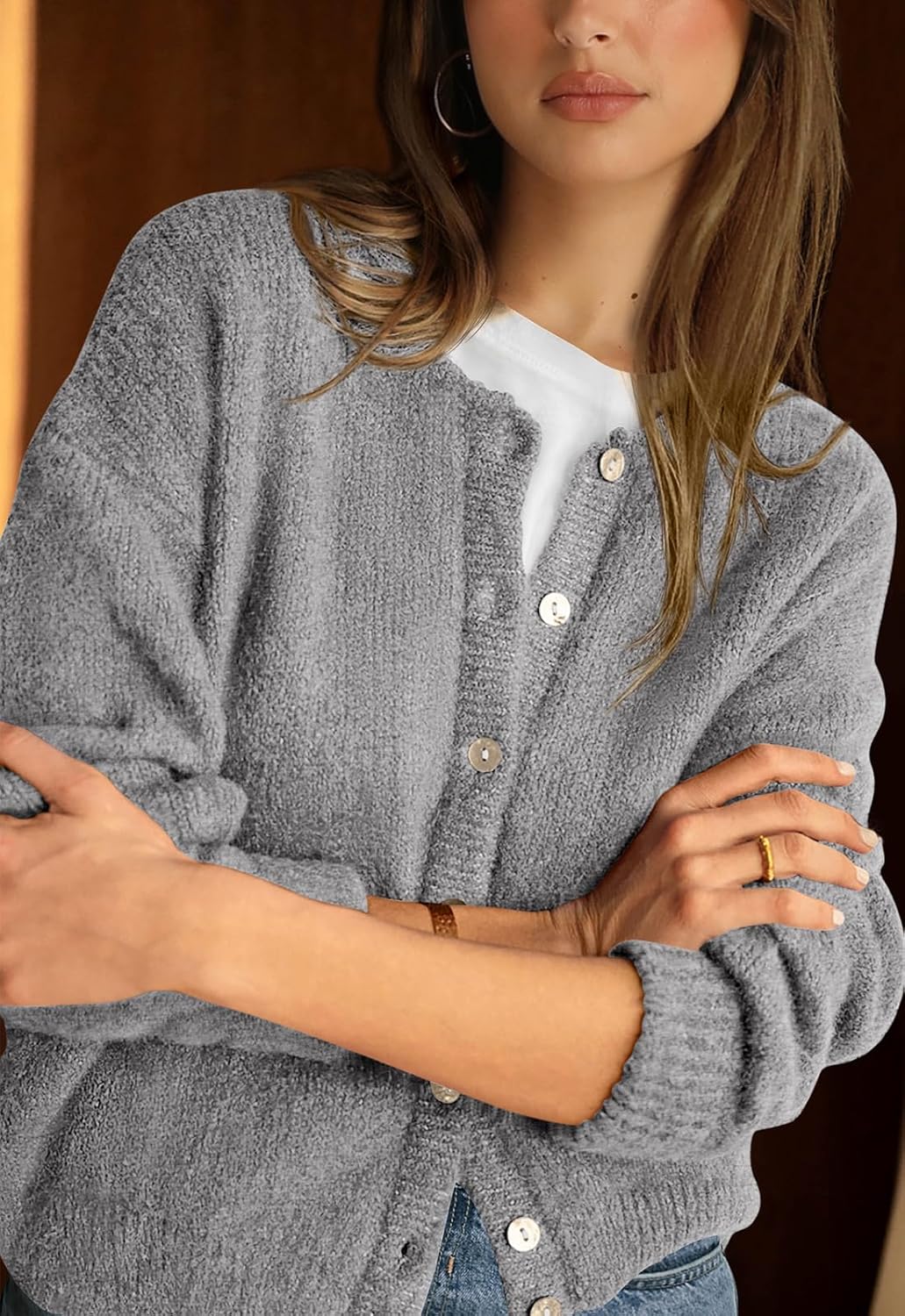 PRETTYGARDEN Long Sleeve Crewneck Button Down Womens Sweaters Spring Open Front Chunky Cardigan Sweaters for Women 2026 - Image 2