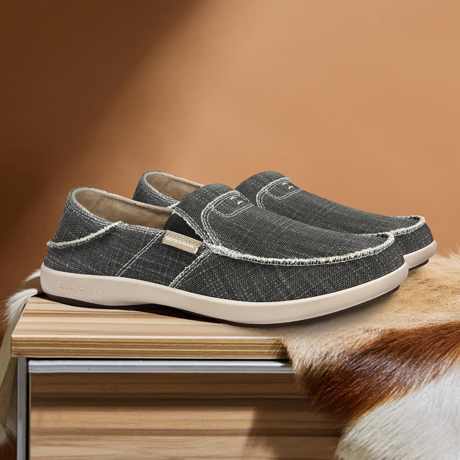 Mens Slip On Shoes, Canvas Mens Loafers with Arch Support, Orthopedic Mens Boat Shoes for Plantar Fasciitis, Indoor & Outdoor Walking Slippers Shoes for Pain Relief - Image 9