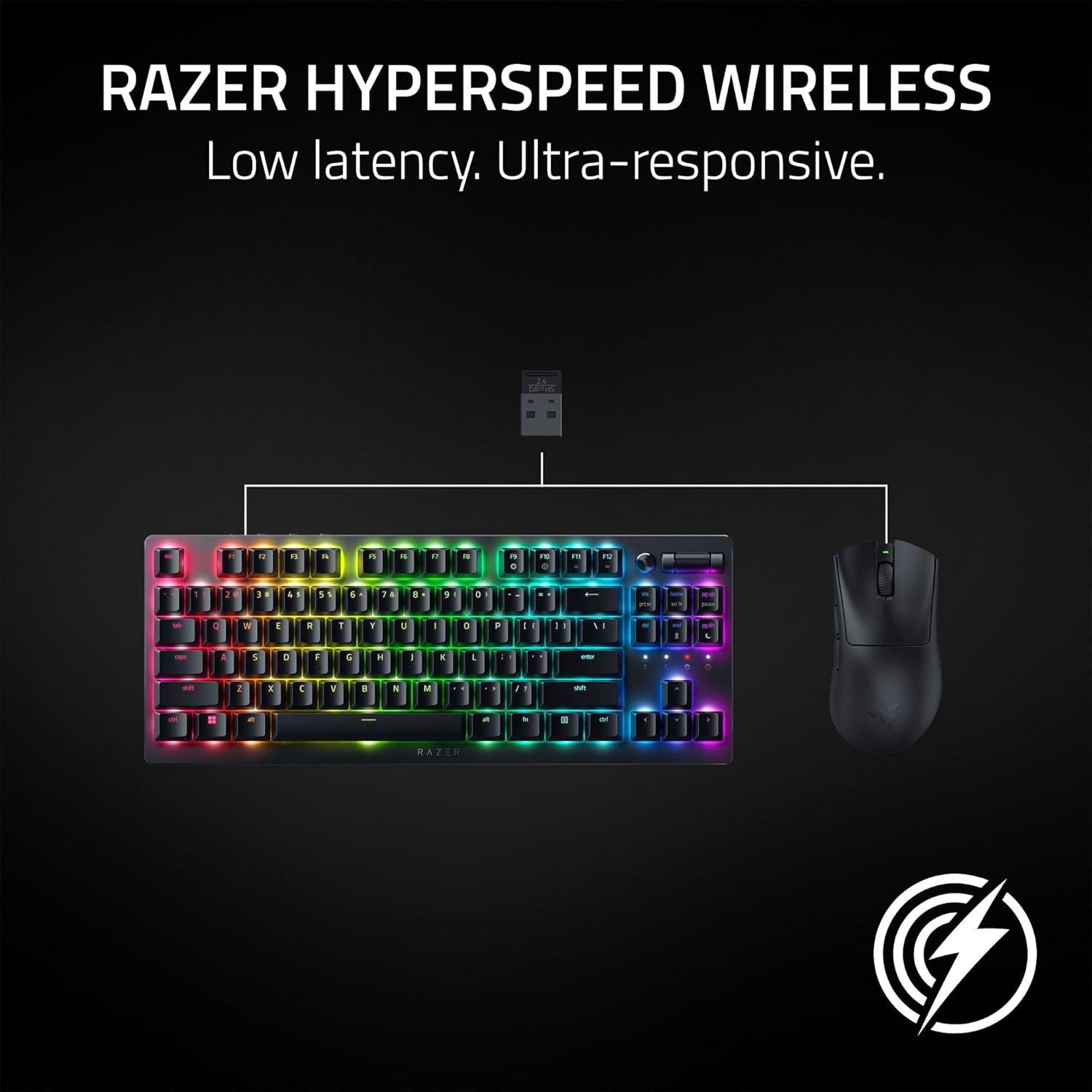 Razer DeathAdder V3 HyperSpeed Wireless Gaming Mouse: 55g Lightweight - USB C Charging - Up to 100 Hr Battery - Advanced 26K Optical Sensor - Gen-3 Optical Switches - 8 Programmable Controls - Black - Image 5