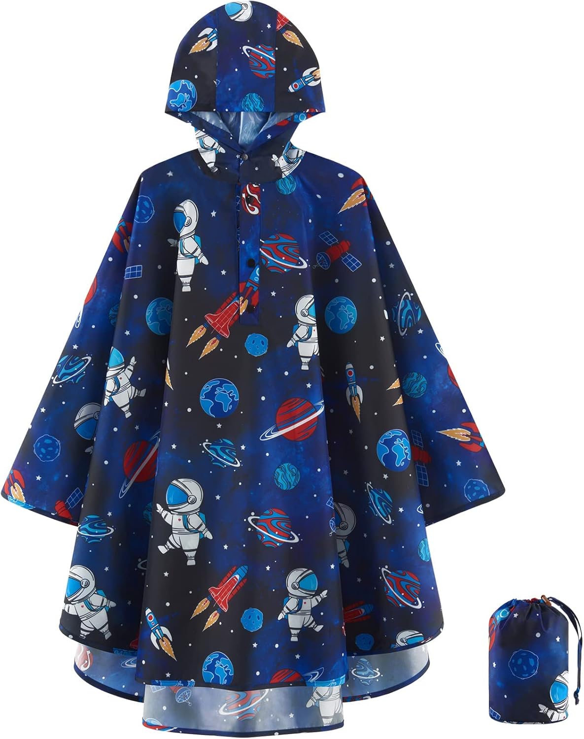 WAWSAM Lightweight Rain Poncho Kids, Ponchos for Kids Waterproof Reusable Hooded, Kids Poncho Rain Jacket for Boys and Girls