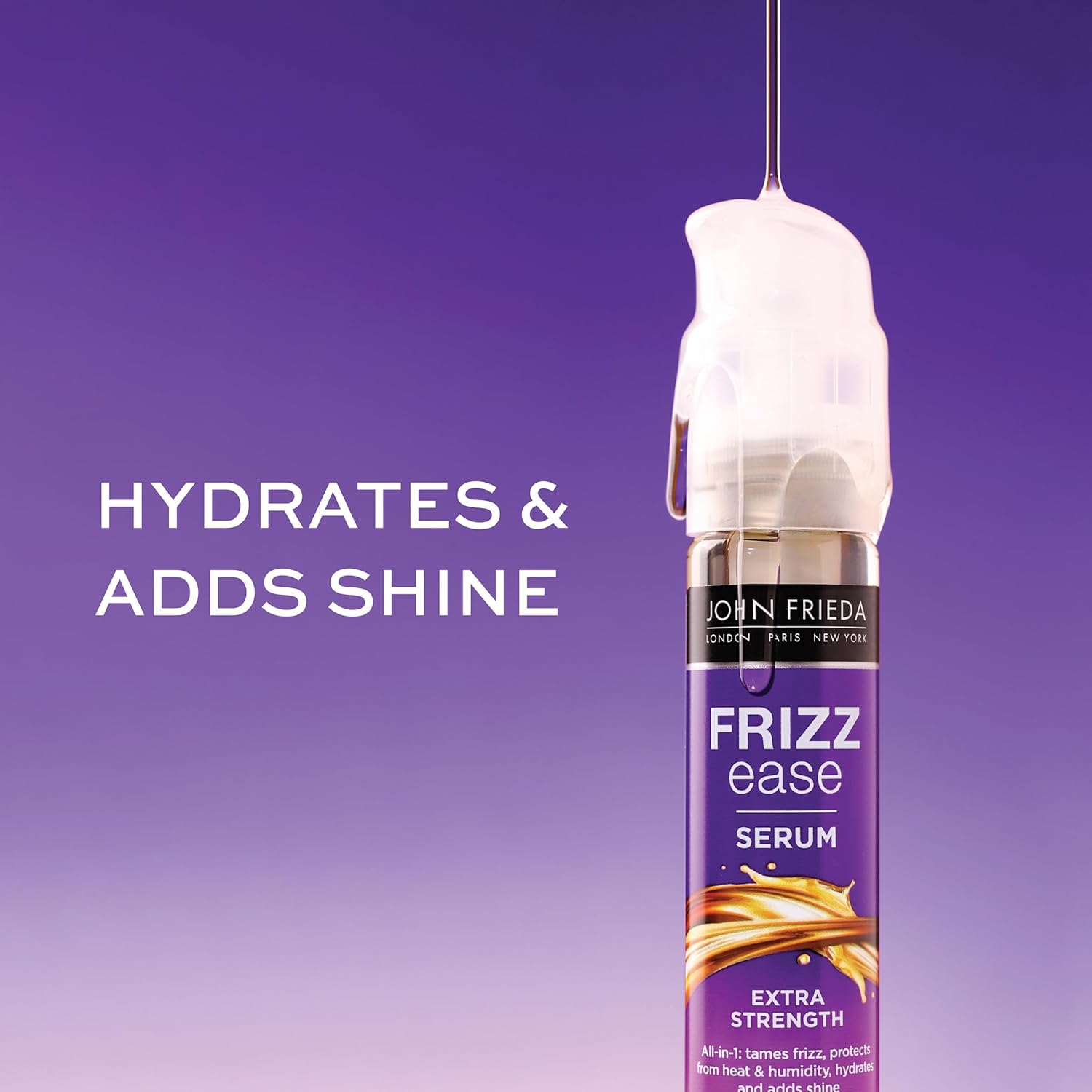 John Frieda Frizz Ease Extra Strength Hair Serum, Instantly Smooths for Healthy, Hydrated, Frizz-Free Hair, for Thick and Coarse Hair, with Argan, Coconut, and Moringa Oil for Heat Protection, 1.69 Oz - Image 3
