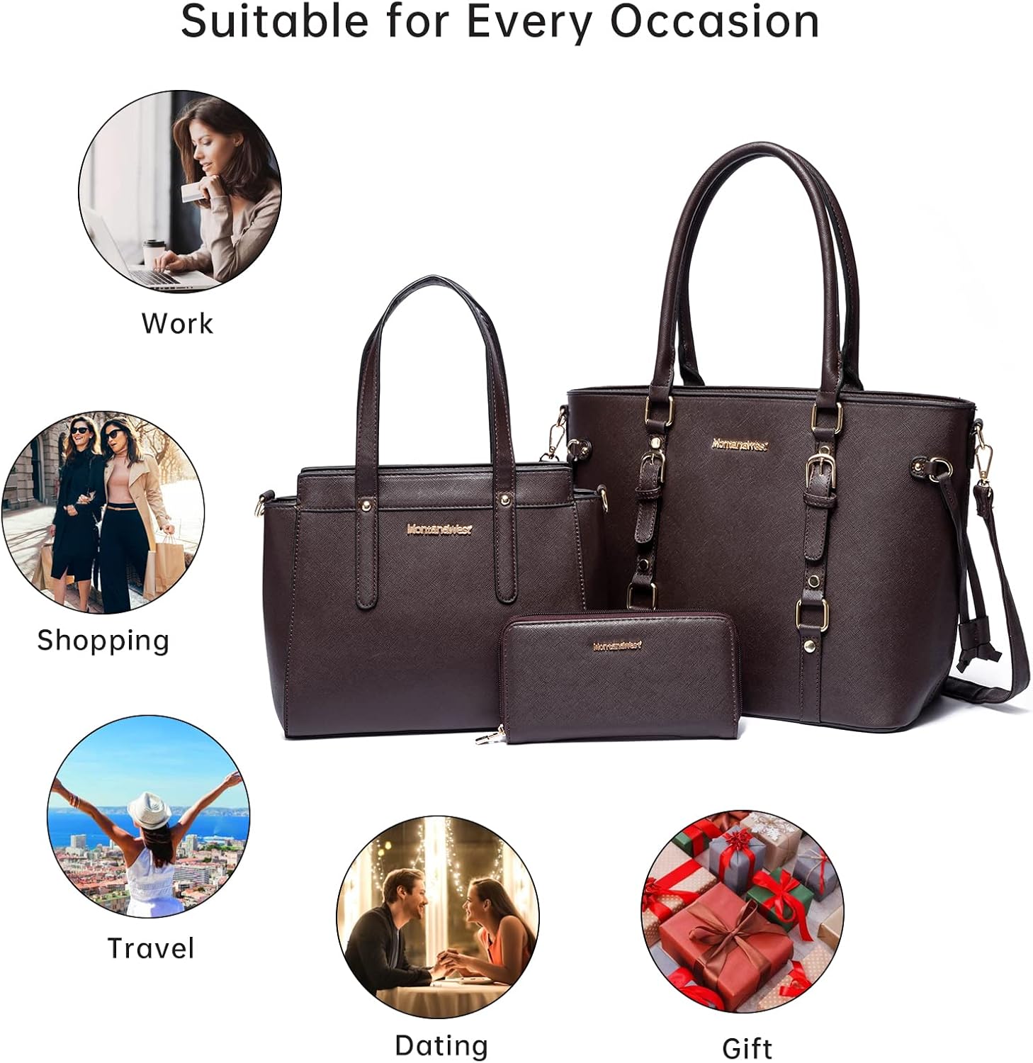Montana West 3PCS Purses for Women Tote Bag and Wallet Set Shoulder Satchel Handbags - Image 5