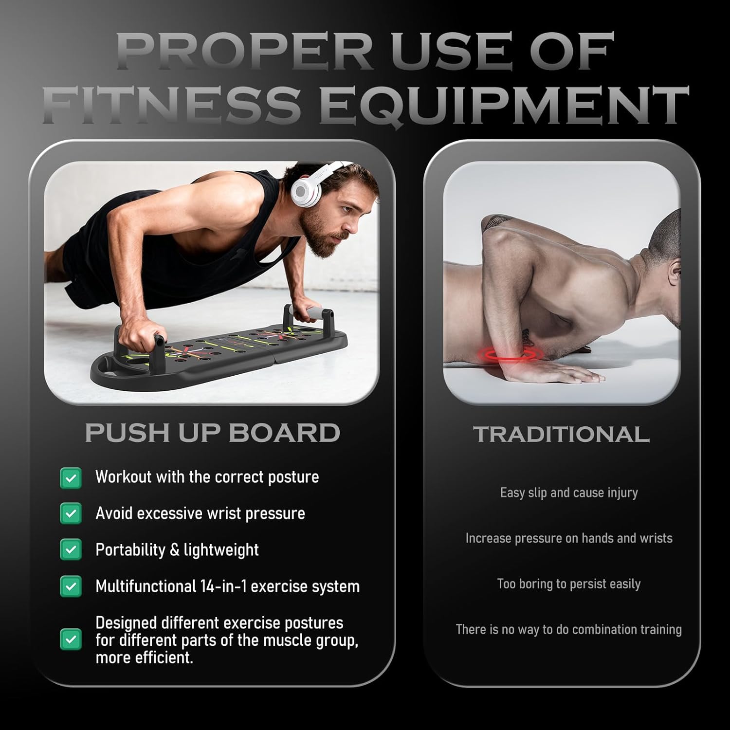 Push Up Board Fitness, Workout Home Gym Equipment, 20 in 1 Exercise Pushup Bar Handles for Floor, Strength Training Equipment for Men - Image 5