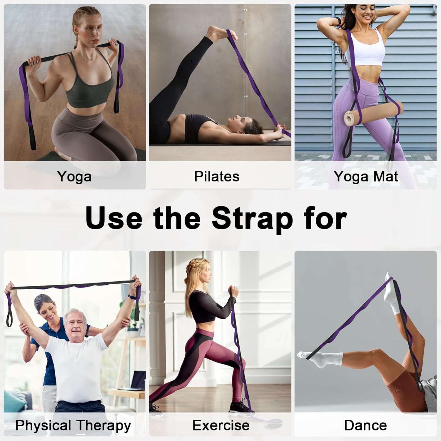 Yoga Strap for Stretching with 10 Loops Inelastic Soft Polyester Cotton Stretch Out Band for Exercise, Yoga, Pilates and Dance for Men and Women - Image 5