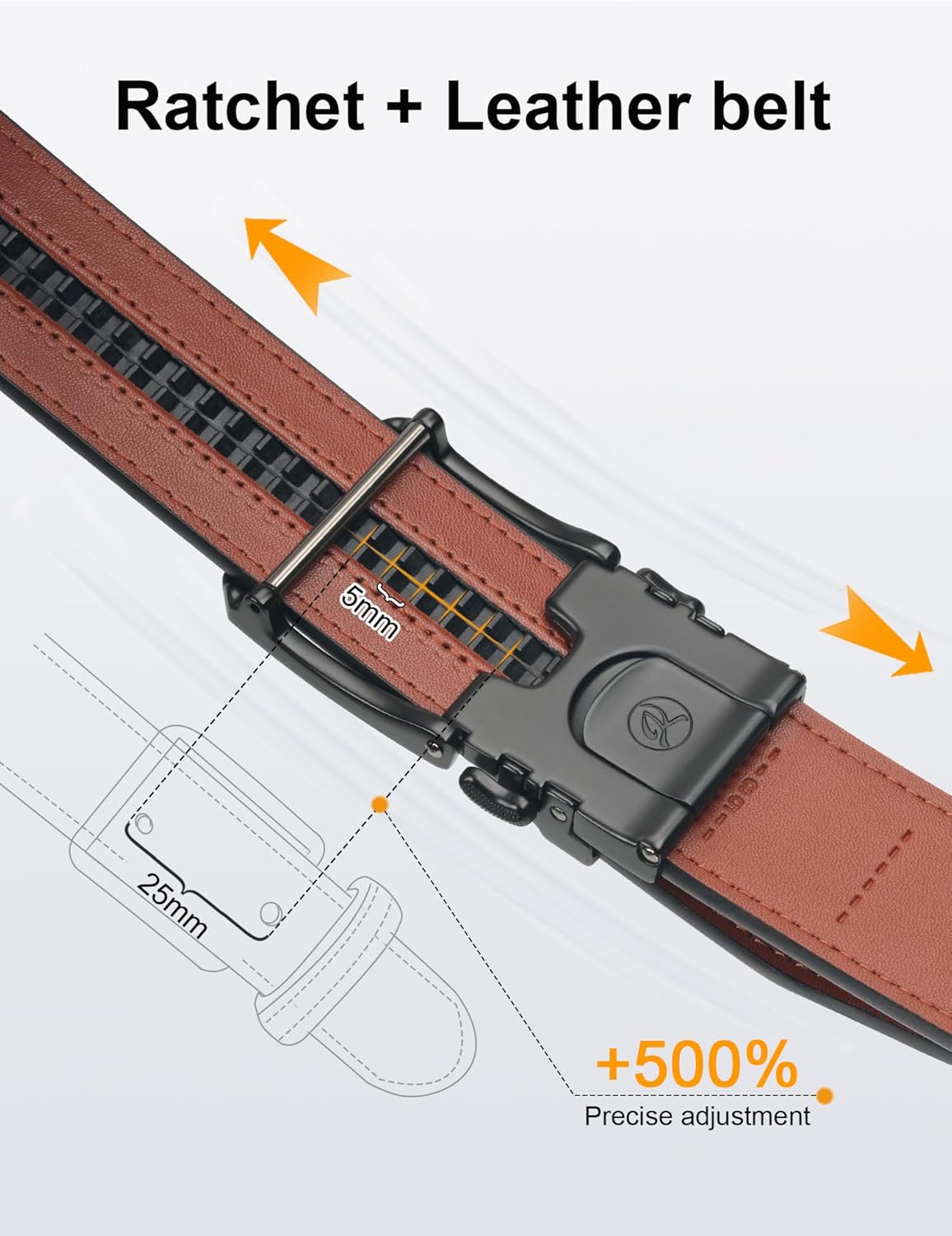 JUKMO 1.5" (38mm) Leather Ratchet Belt for Men in Gift Box - Image 3