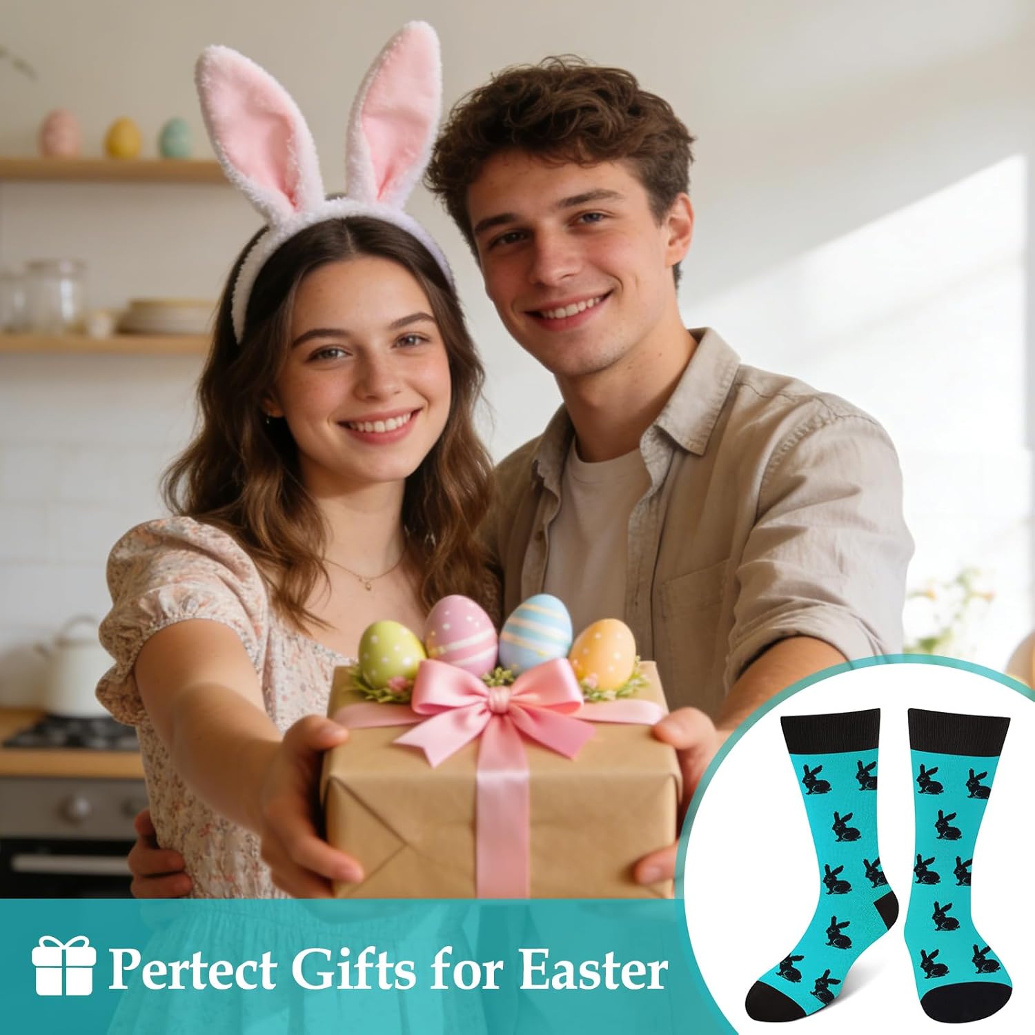 Happy Easter Eggs Bunny Socks for Men Women Teen Boys Kids- Easter Gifts Funny Novelty Crazy Silly Cool Fun Socks - Image 7