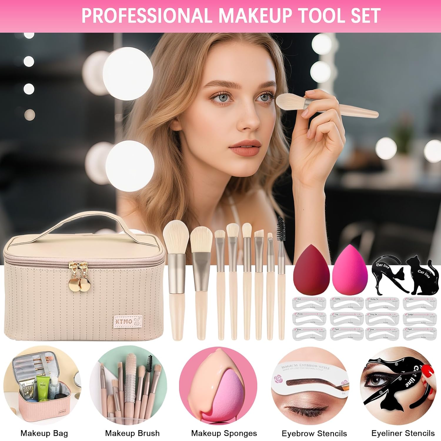 All in One Makeup Kit for Women Full Kit, Makeup Gift Sets for Women Teens Girls, Makeup Essential Bundle Includes Eyeshadow Palette Foundation Eyeliner Contour Stick Lip Gloss Cosmetic Brush Set - Image 5
