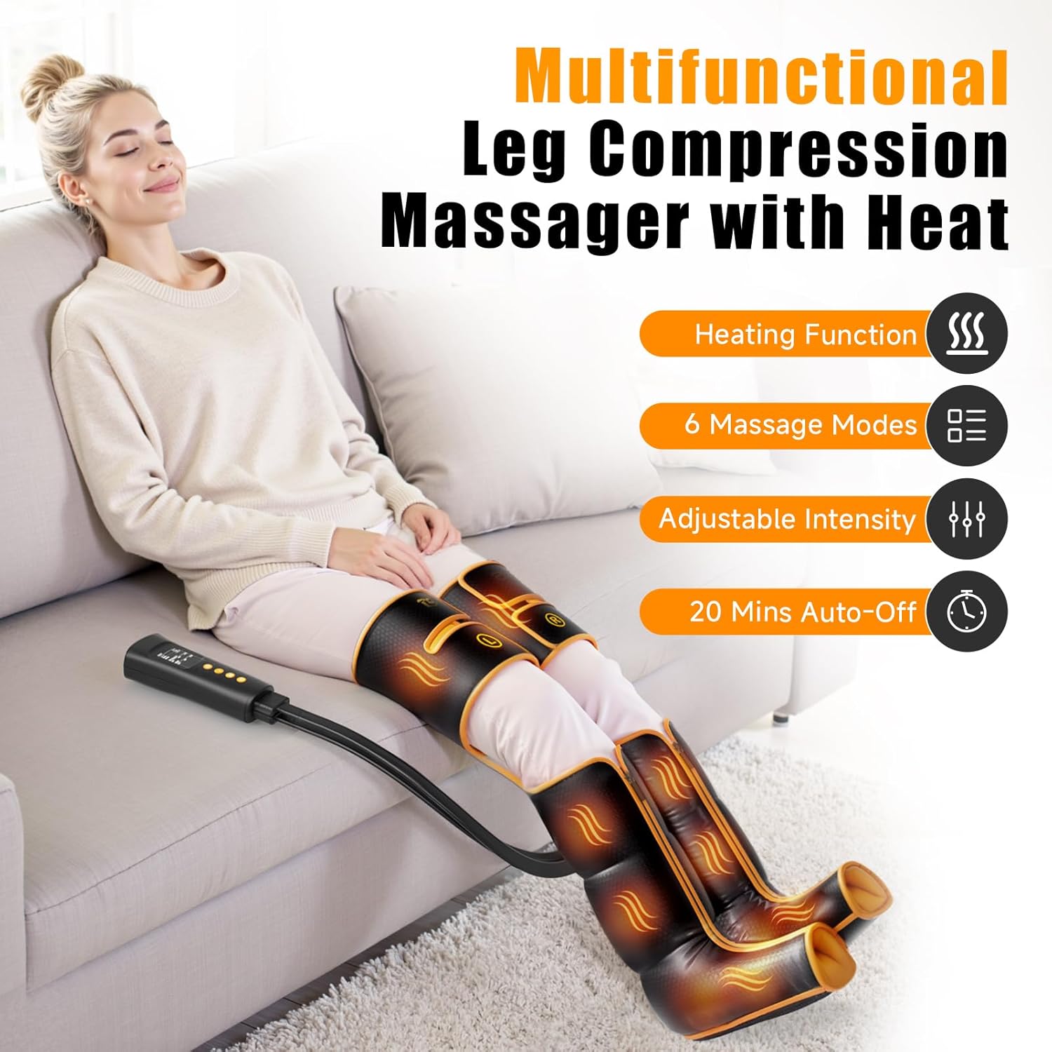 Leg Massager with Heat and Compression, Foot and Full Leg Massager for Circulation and Pain Relief, Sequential Compression Boots with 6 Modes, 6 Intensity, 3 Heat, Gifts for Mom, Dad, Athletes - Image 2