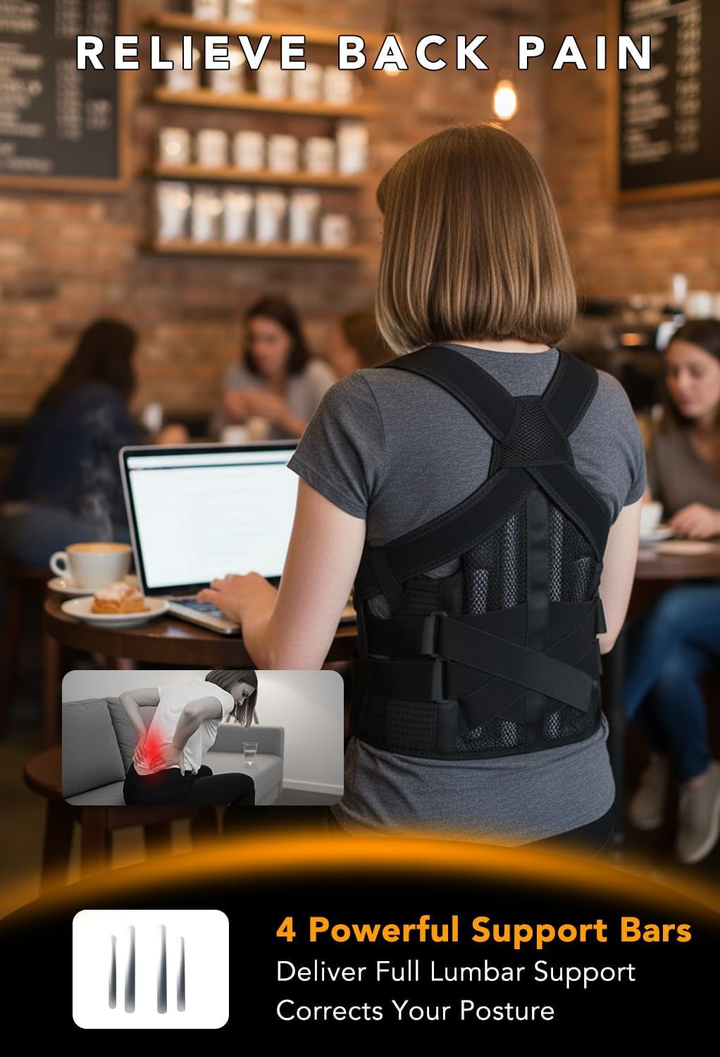 Posture Corrector for Women & Men, Back Brace Advanced Full Back Support for Upper & Lower Back Pain Relief, Spine, Neck, and Hump, X-Style Medical-Grade Lumbar Support System with Adjustable Shoulder Straightener and Breathable Design for Long Sitting and Exercise - Image 8
