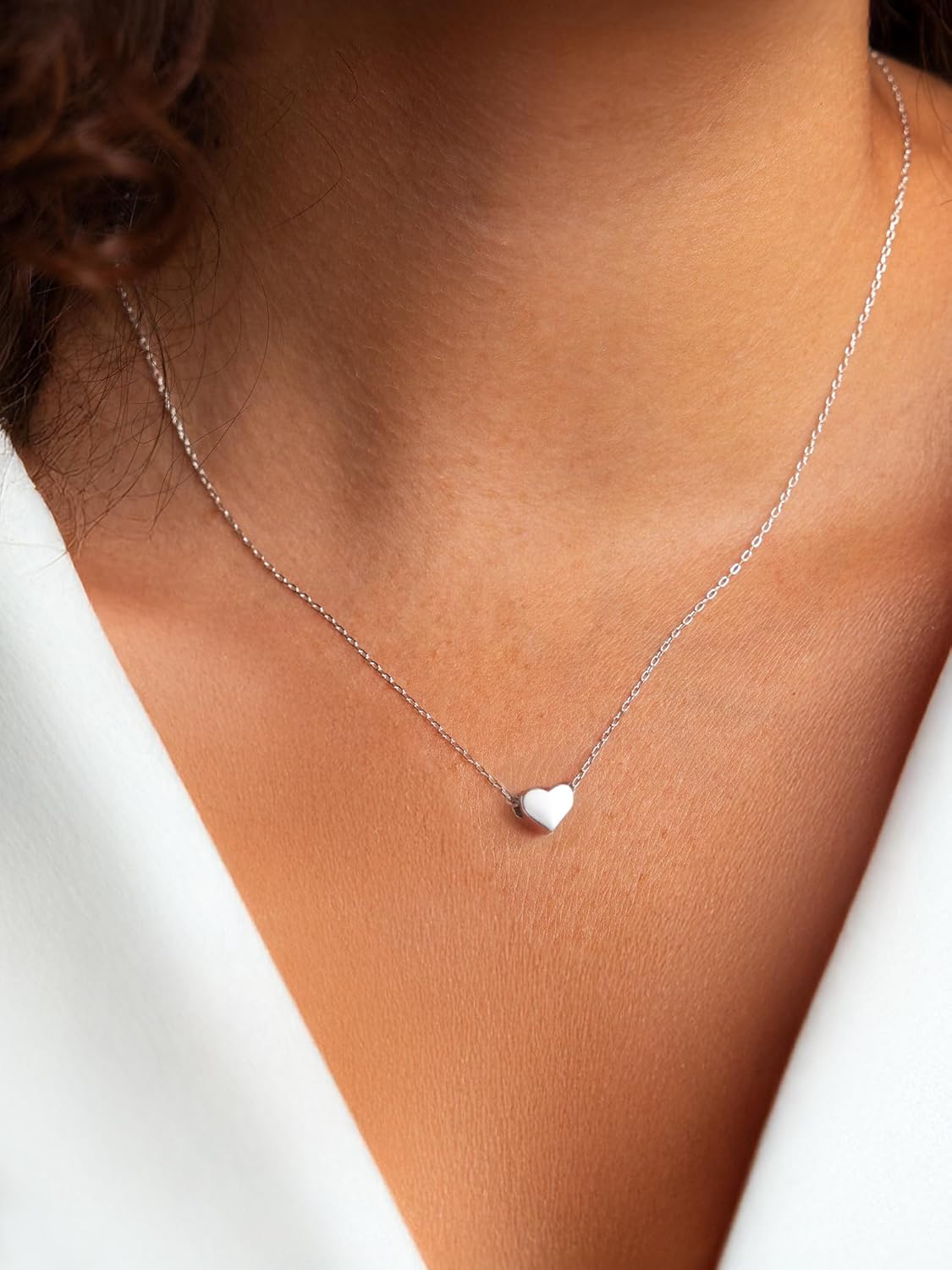 ChicSilver Personalized 925 Sterling Silver Dainty Small Heart/Star/Moon/Dot/Triangle Pendant Necklace for Women, Silver/Gold/Rose Gold/Black (with Gift Box) - Image 2