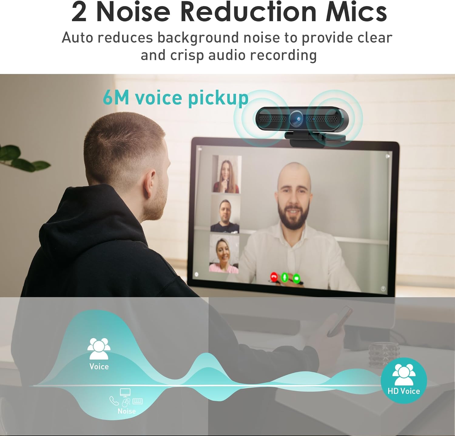 saylas 2K Webcam with Microphone, 78°FOV FHD PC Camera with 2K/30fps, 1080P/60fps, Privacy Cover, Plug & Play USB Web Cam, Autofocus, External Webcam for PC, Computer Web Camera for Laptop, Mac, Zoom - Image 4