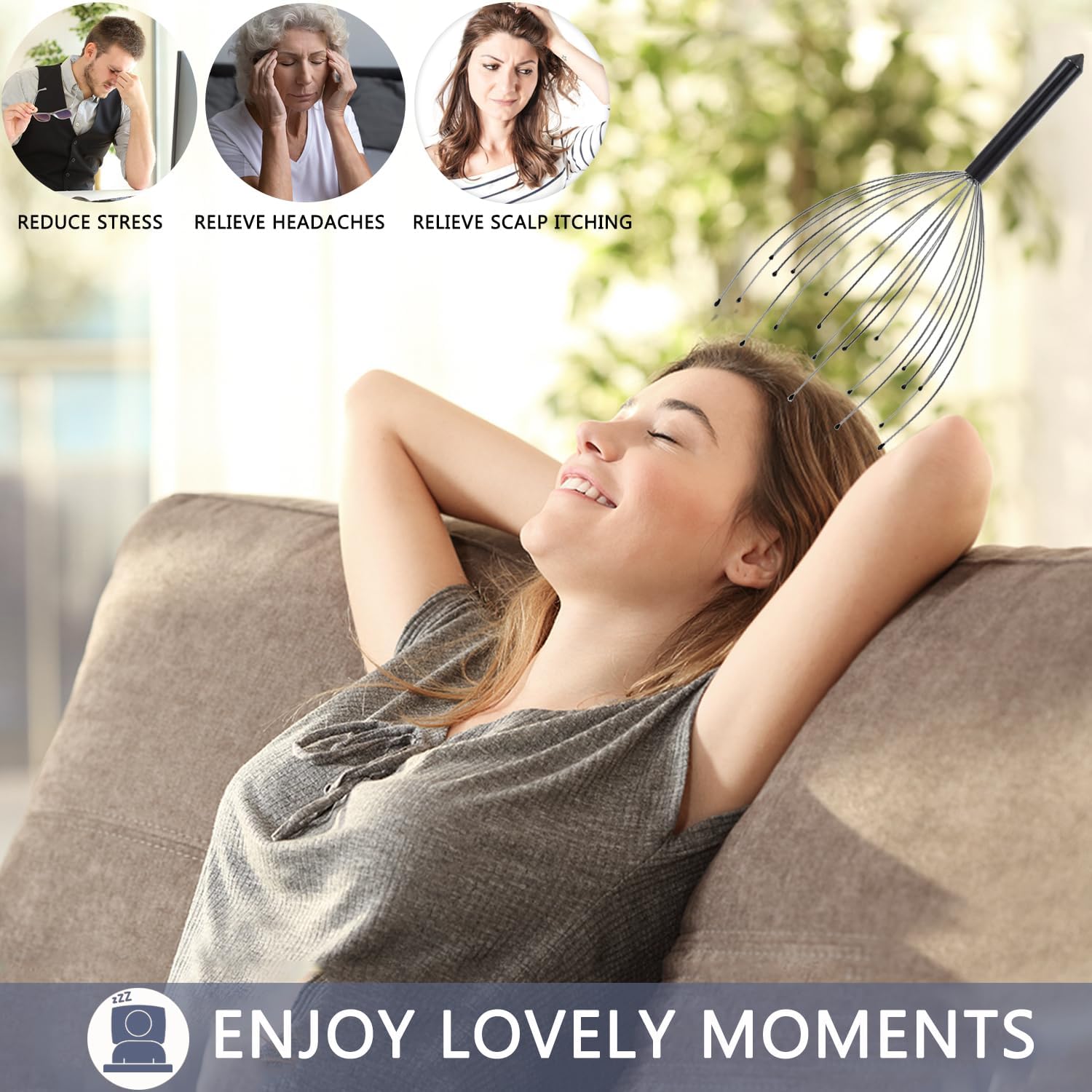 Head Massager Back Scratcher, 20 Fingers Head Scratcher Scalp Massager & Extendable Back Scratcher for Men Women, Christmas Gift Stocking Stuffers for Deep Relaxation, Stress Relief - Image 4