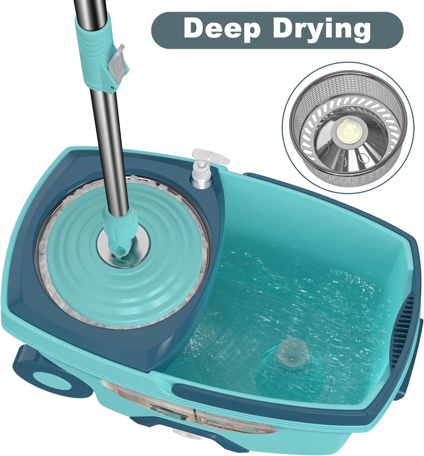 Spin Mop and Bucket System, Mop and Bucket with Wringer Set,Mops for Floor Cleaning,Household Supplies Tools with 6 Replacement Refills,61" Extended Handle for Household Hardwood Floor - Green - Image 3