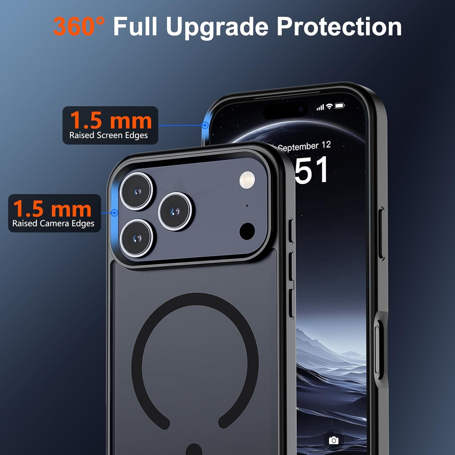 SUPFINE Magnetic for iPhone 17 Pro Max Case (Compatible with MagSafe)(Military Grade Drop Protection) Translucent Matte Shockproof with Anti-Fingerprint Phone Cover, Black - Image 4