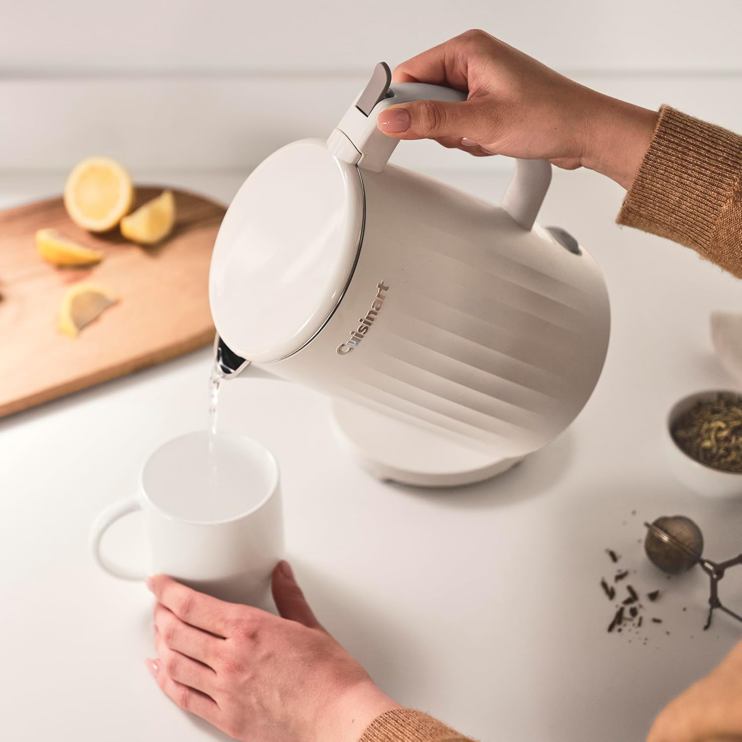 Cuisinart Soho 1-Liter Double Wall Electric Hot Water Kettle, Tea Kettle with Stainless Steel Interior, One Touch Operation to Boil Water for Tea, Hot Cocoa, or Instant Oatmeal, CK-10TR, Truffle - Image 2