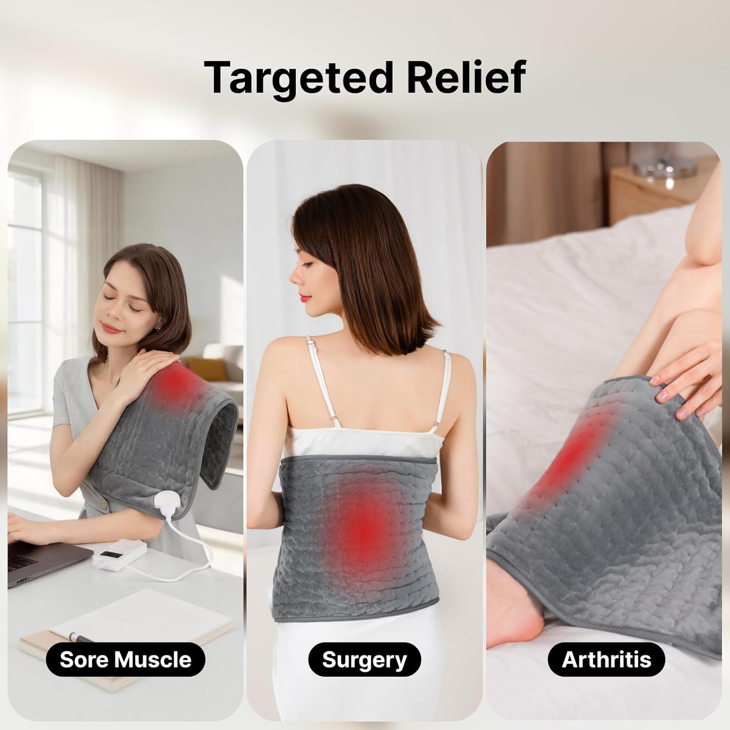Heating Pad for Back, Neck, and Shoulder Pain Relief, Electric Heat Pad with 6 Heat Levels, Moist Heat Option, Auto Shut-Off, Birthday Christmas Gifts for Women Men Mom Dad Grandma, Gifts for her - Image 7
