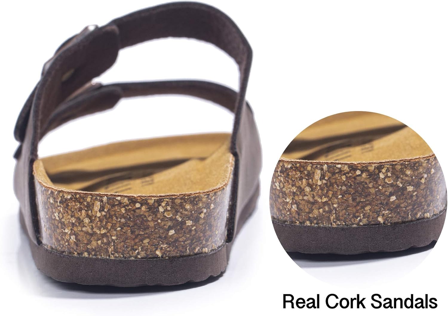 FITORY Mens Sandals, Arch Support Slides with Adjustable Buckle Straps and Cork Footbed Size 7-14.5 - Image 3