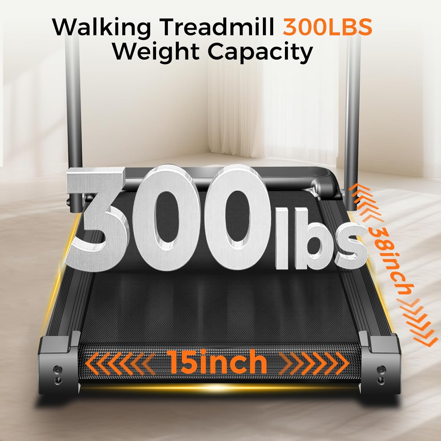 Treadmill with Incline,3.0HP Small Treadmills for Home,Portable Electric Treadmill with Handles,Lightweight Walking Pad,Compact Running Treadmills,Walking Pad with Handle,300LBS Capacity - Image 8