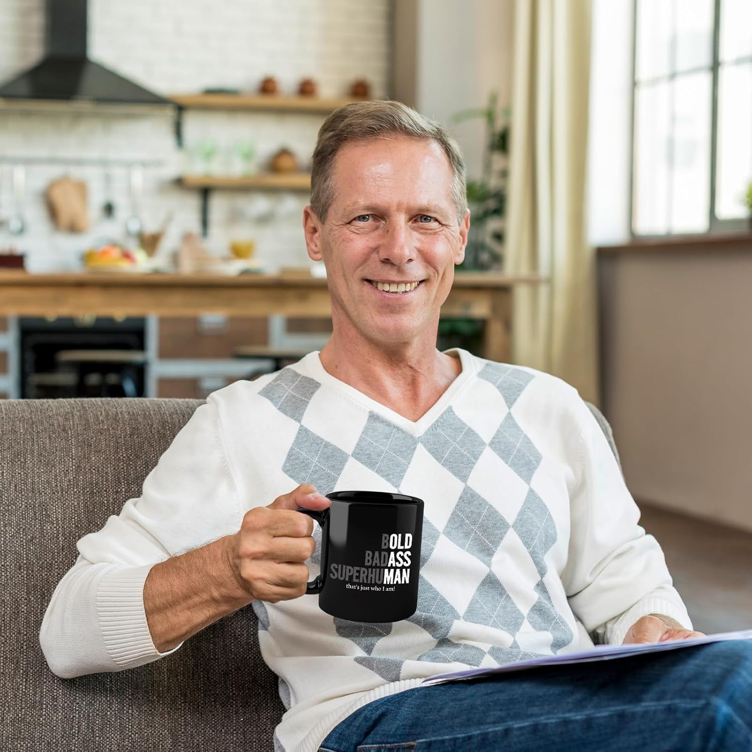 Funny Dad Mug 11Oz Father's Day Gifts for Dad, Gifts for Men, Funny Old Man Saying Gag Gift Christmas Birthday Gifts for Dads, Bold Badass Superhuman Mug - Image 5