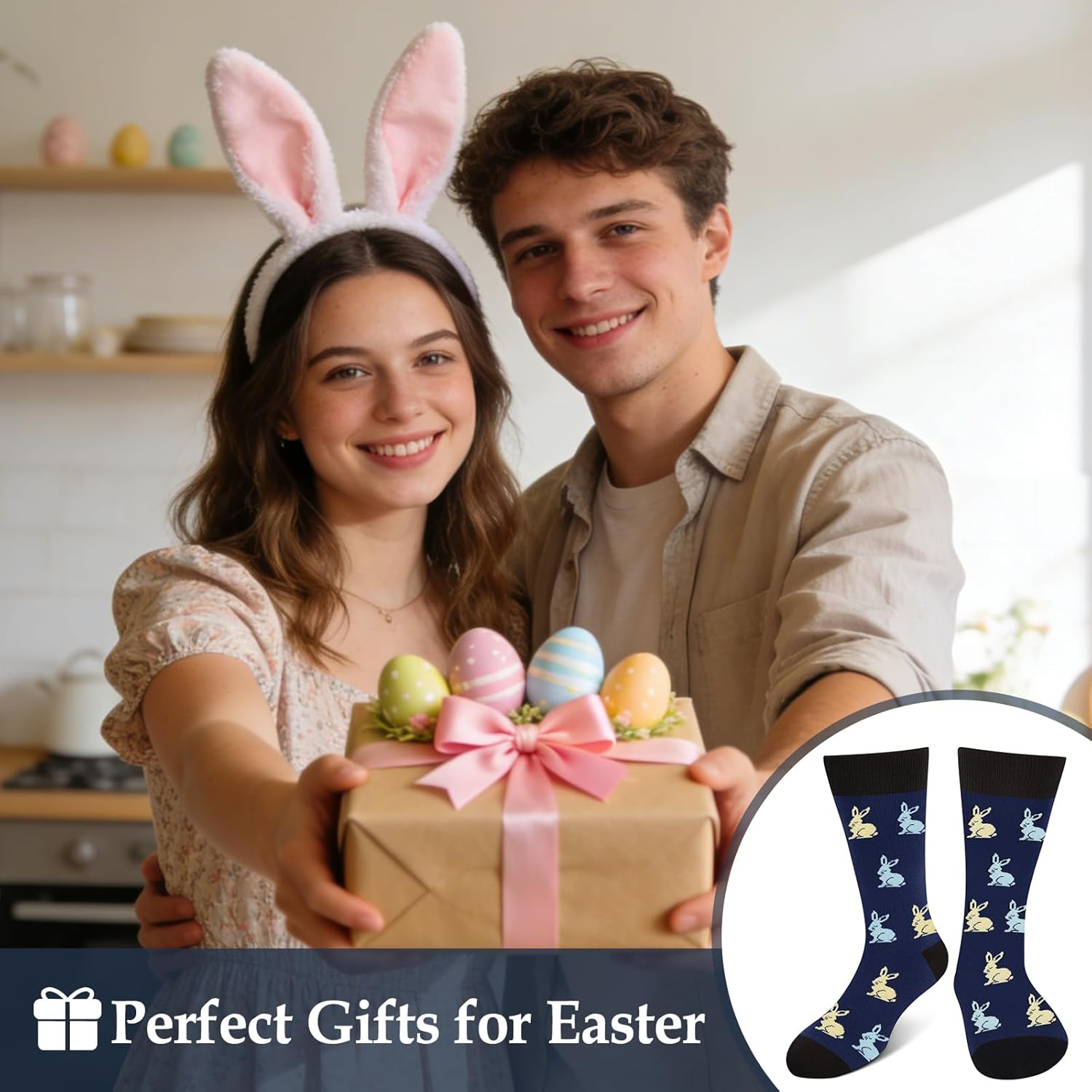 Happy Easter Eggs Bunny Socks for Men Women Teen Boys Kids- Easter Gifts Funny Novelty Crazy Silly Cool Fun Socks - Image 7