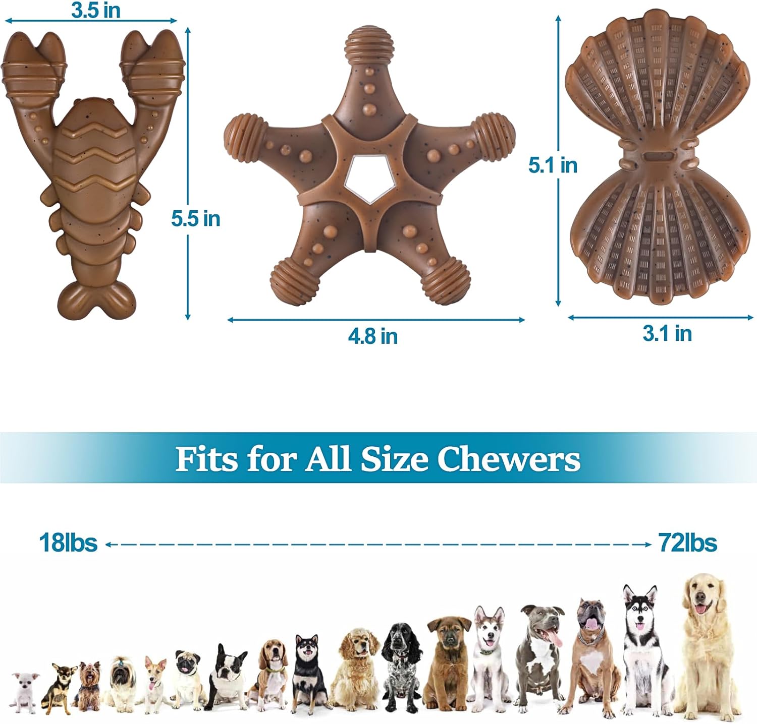 NEZIN Dog Toys for Aggressive Chewers, Indestructible Toys for Large Dogs, Dog Chew for Large Medium Small Breed, 3 Pack Super Chewer with Tough Nylon, Gift for Dogs - Image 6