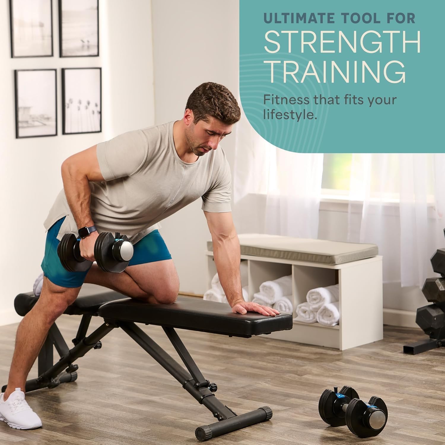 Lifepro Adjustable Dumbbells Set – 15lb, 25lb Pair or 43lb, 55lb & 90lb Single – Quick Adjustment, Anti Slip Handle – Space Saving & Strength Training Weights for Home Gym Exercise & Fitness - Image 8