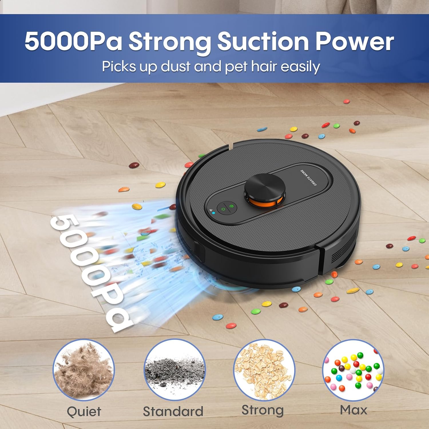 Robot Vacuum and Mop with LiDAR Navigation, 5000Pa Robot Vacuum Cleaner with Self-Emptying, 90-Day Hands-Free,Mapping, Wi-Fi/App/Alexa Control, Ideal for Pet, Hard Floors, Carpet - Image 2