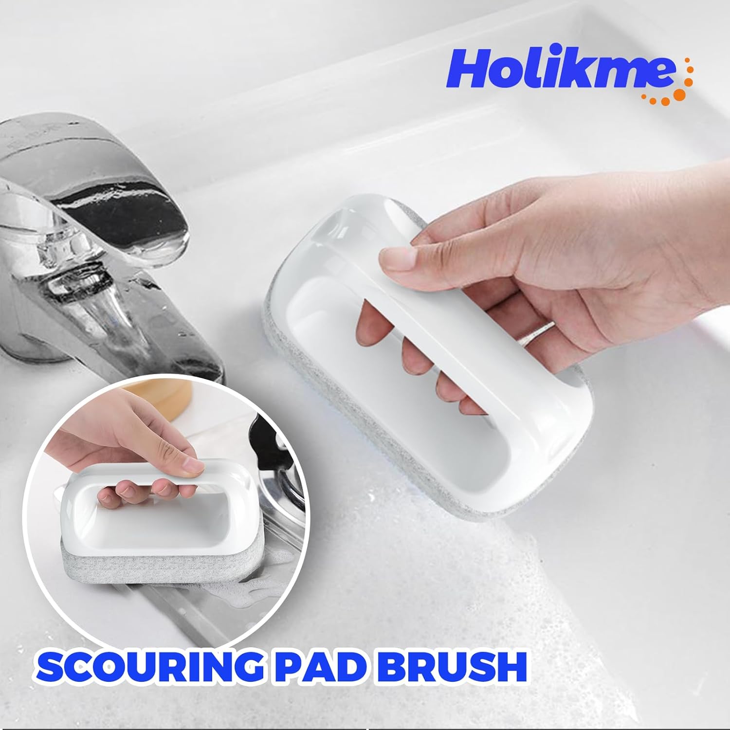 Holikme 6 Pack Dish Brush with Handle Kitchen Cleaning Brush Set for Pot, Pan, Kitchen Sink (Green) - Image 4