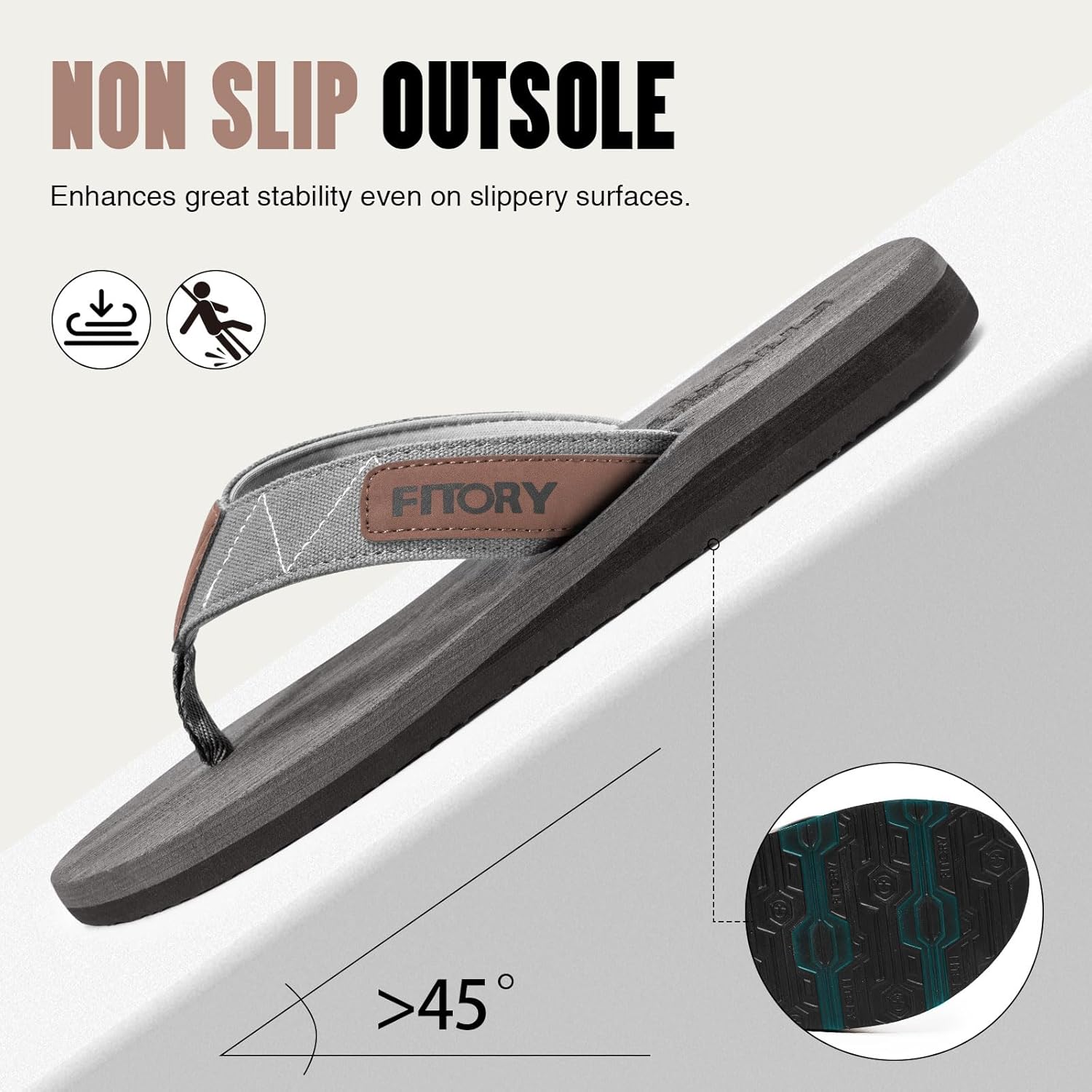 FITORY Men's Flip-Flops, Thongs Sandals Comfort Slippers for Beach - Image 6