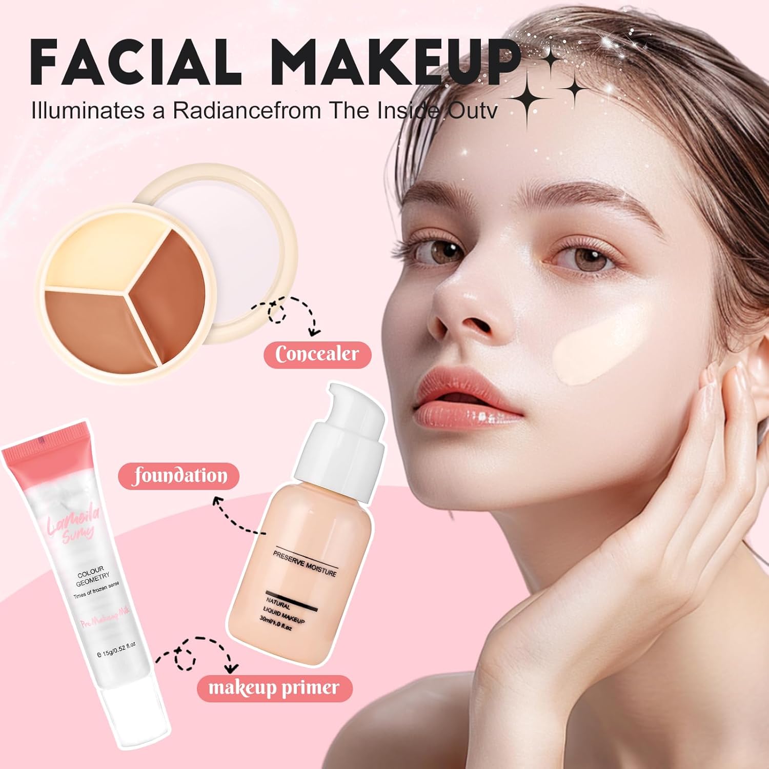 All In One Makeup Kit for Teen Girls Beginners with Foundation,Eyeshadow, Lipstick, Eyeliner, Mascara, Brushes, Bag, Travel Friendly MakeUp Gift Set, Birthday Gifts for Teen Girls, Graduation Gifts - Image 3