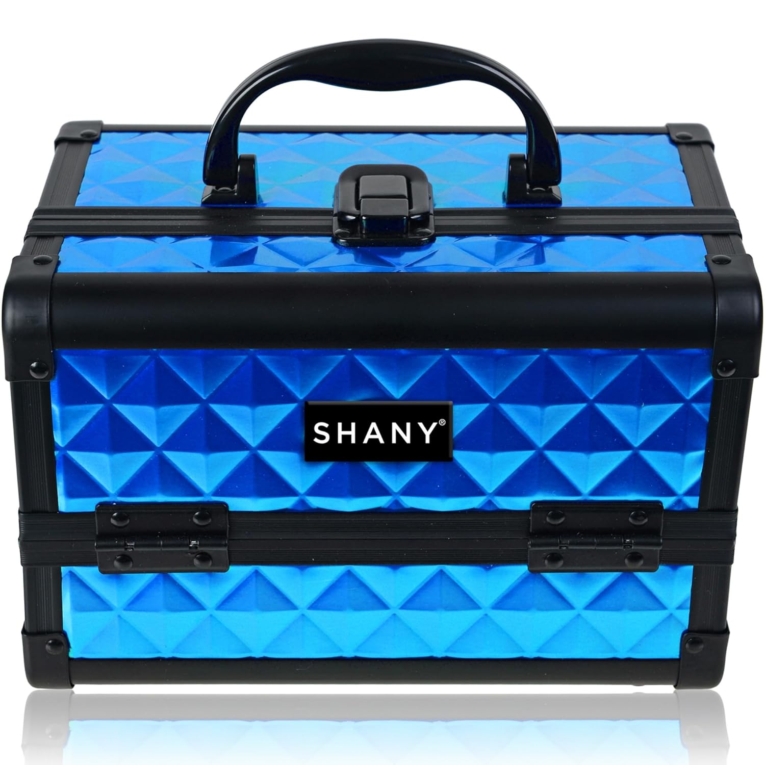 SHANY Chic Makeup Train Case Cosmetic Box Portable Makeup Case Cosmetics Beauty Organizer Jewelry storage with Locks, Multi trays Makeup Storage Box with Makeup Mirror - Peacock Blue - Image 8