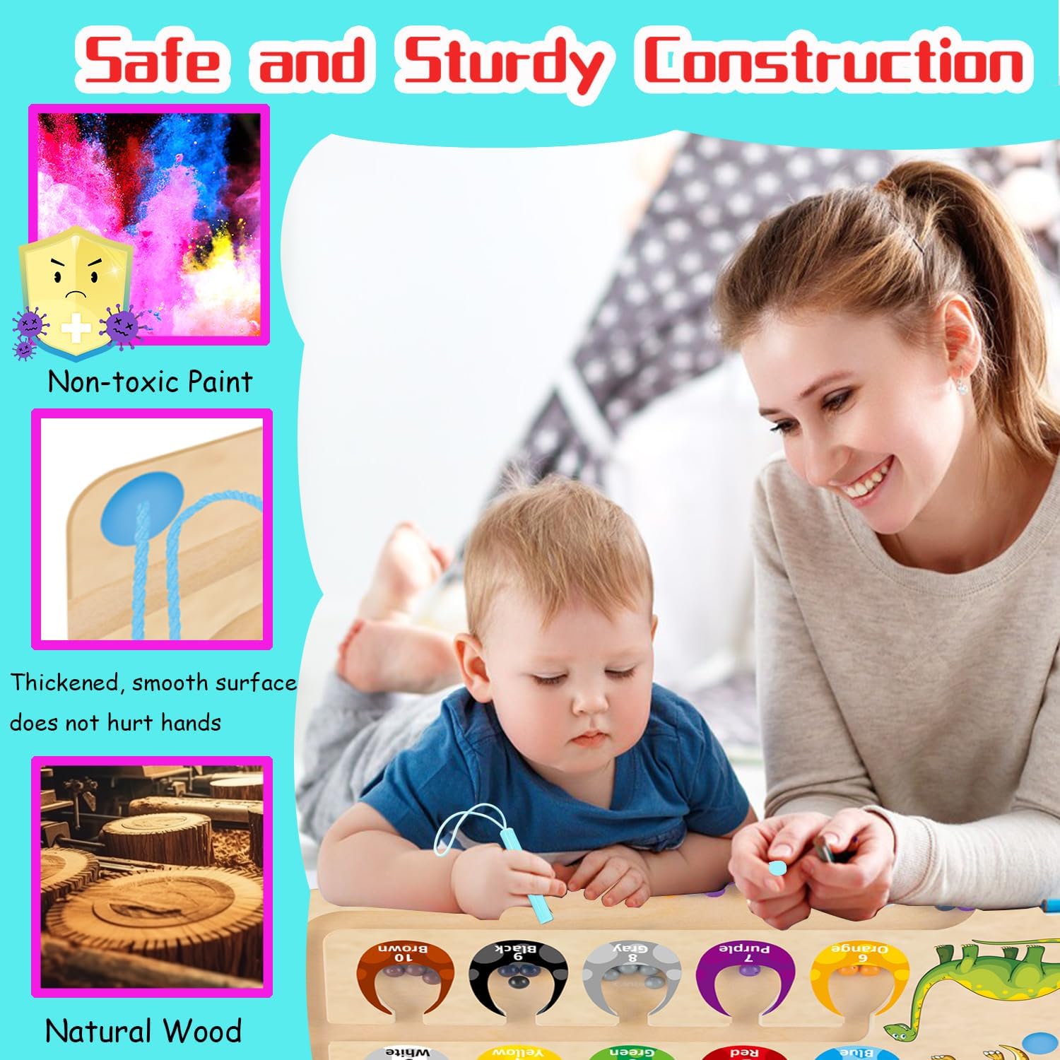 HONGID Dinosaur Toys,Magnetic Color and Number Maze, Montessori Toys for 2 3 4 5 Year Old,Learning Educational Sensory Toys for Toddlers and Kids Boys Girls,Christmas Stocking Stuffers for Kids - Image 4
