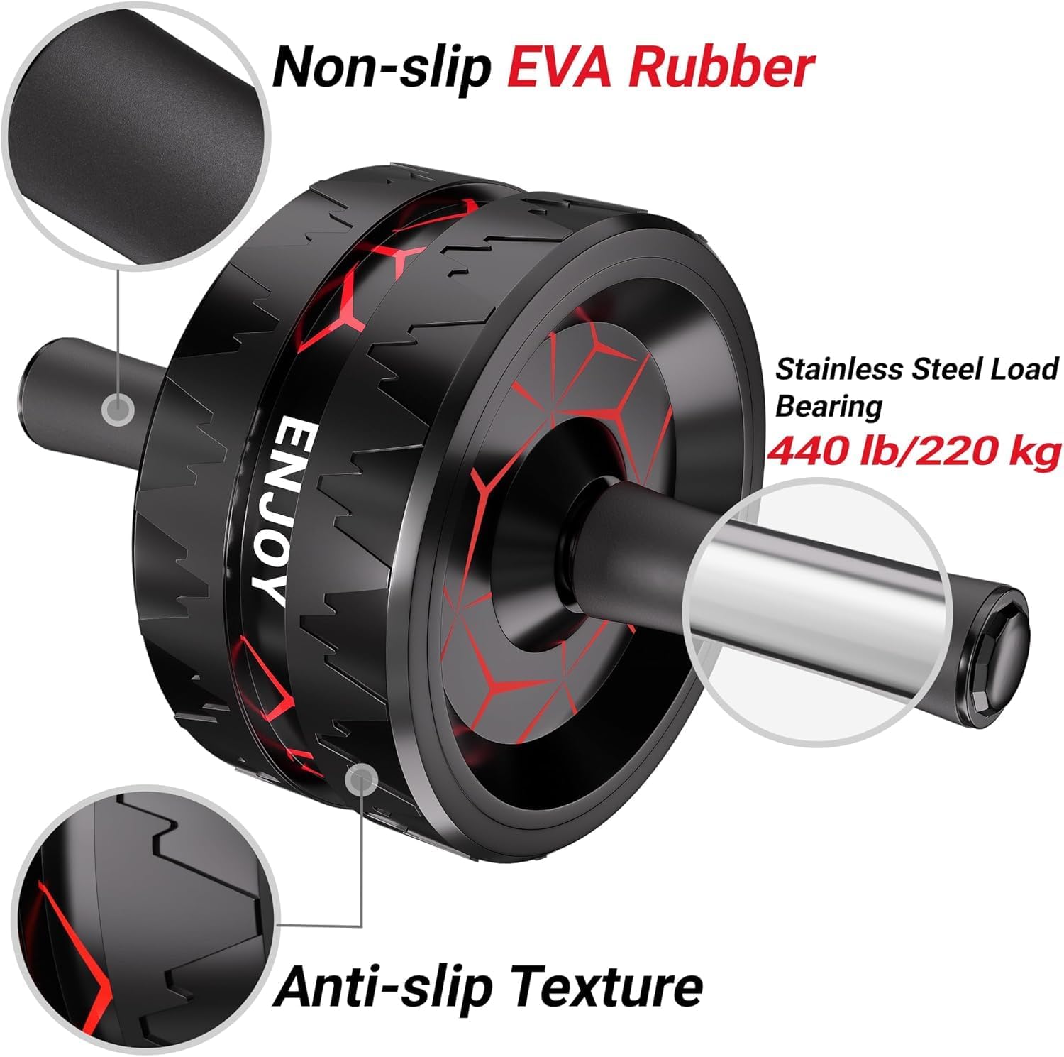 Readaeer Ab Roller Wheel, Ab Exercise Wheels Kit with Ab Roller, Resistance Bands, Knee Mat, Jump Rope, Push-Up Bar - Image 2