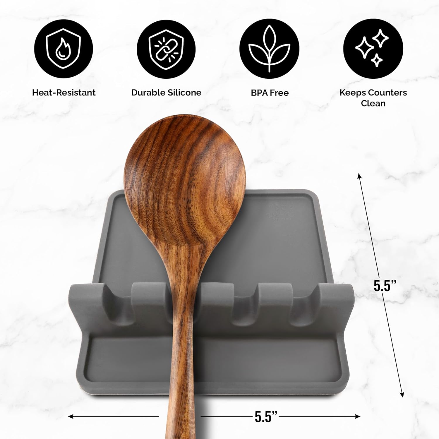 Zulay Kitchen Spoon Rest for Multiple Utensils High Heat-Resistant Silicone Drip Pad, BPA-Free Spoon Holder for Stove Top, Kitchen Gadget Holder for Ladles, Tongs, Cooking Spatula - Makes Great Gift - Image 2
