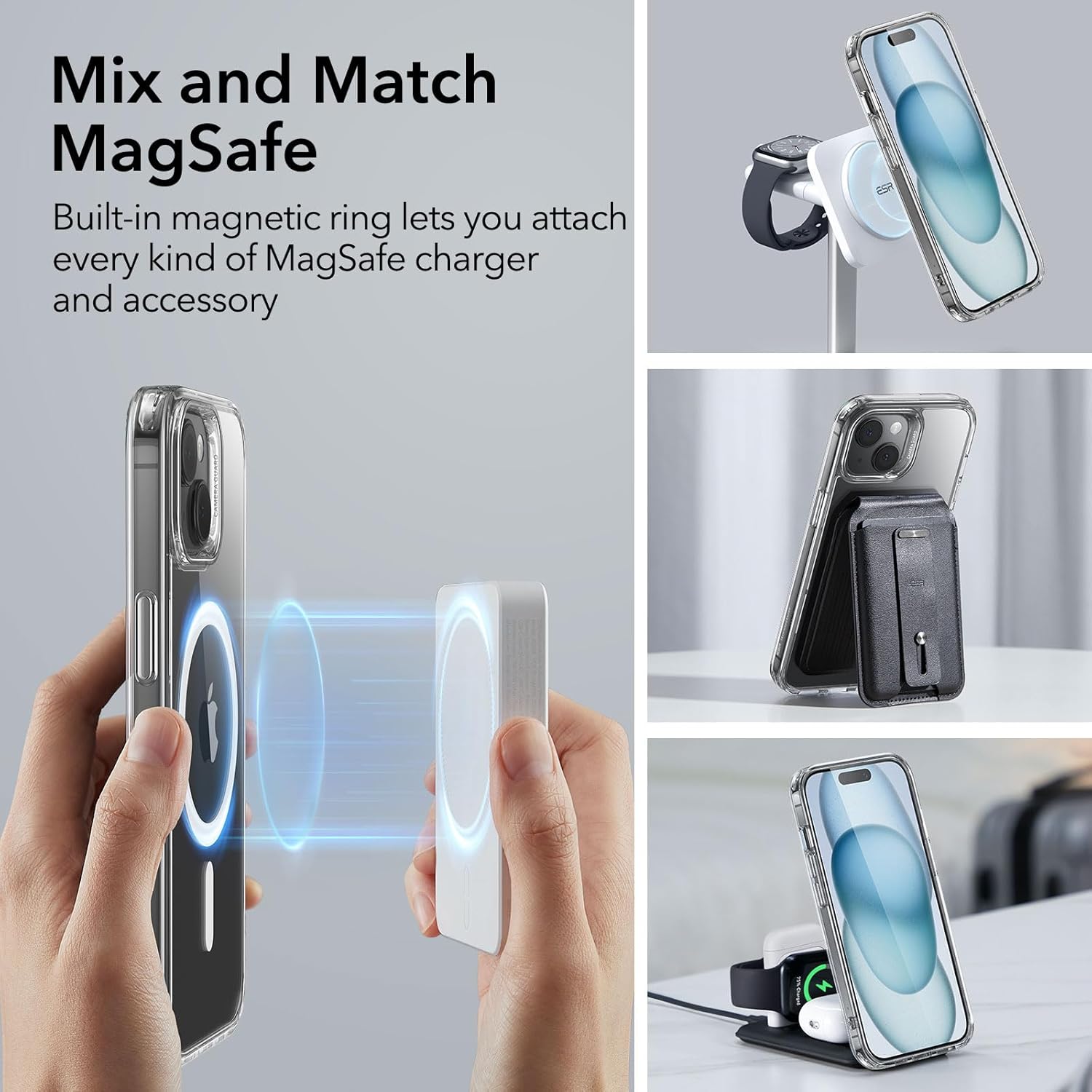 ESR for iPhone 15 Case, Compatible with MagSafe, Military-Grade Protection, Yellowing Resistant, Scratch-Resistant Back, Magnetic Phone Case for iPhone 15, Classic Series, Clear - Image 3