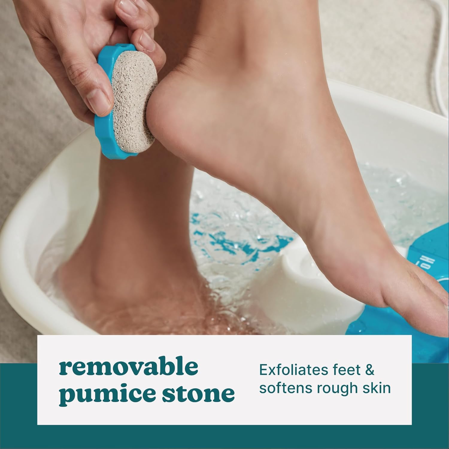 Homedics Bubble Mate Foot Spa, Toe Touch Controlled Foot Bath with Invigorating Bubbles and Splash Proof, Raised Massage Nodes and Removable Pumice Stone - Image 3