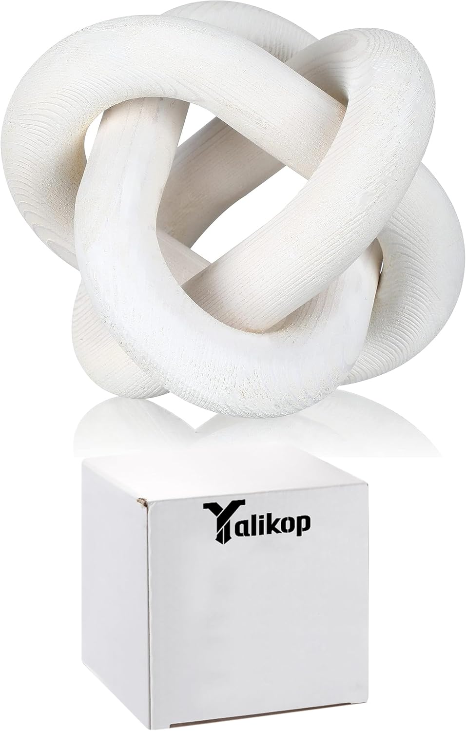 Yalikop 3 Link Wood Knot Decor Rustic Home Décor Accents Hand Carved Coffee Table Decoration, Boho Chain Link Decoration, Modern Shelf, Rustic Objects for Home Living Room Bedroom(White) - Image 7