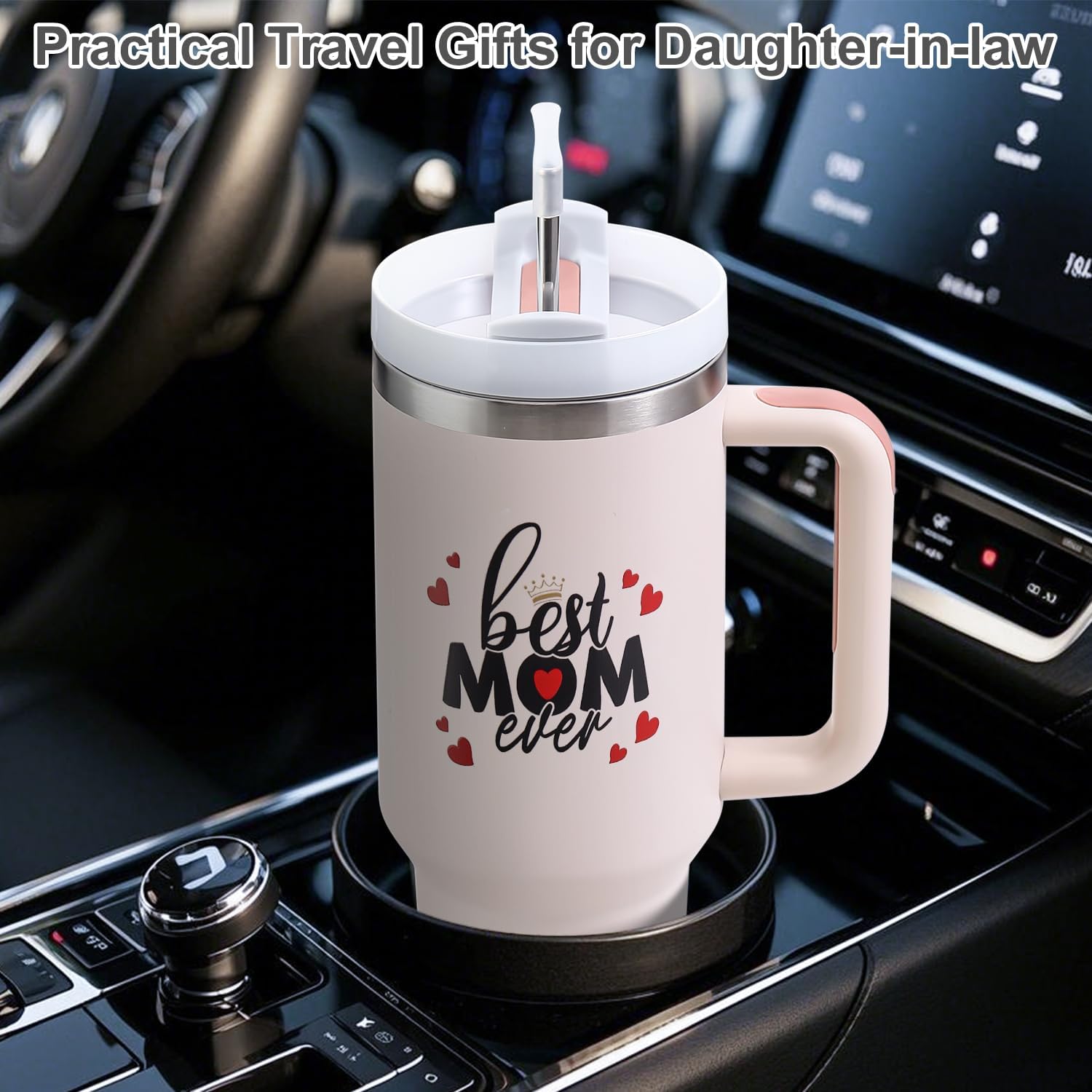 Mothers Day Gifts for Mom, Best Mom Ever Tumbler with Handle 40oz - Moms Birthday Gift Ideas from Daughter, Son, Mama Coffee Tumbler - Christmas Gift Best Mom Ever Mug - Image 6