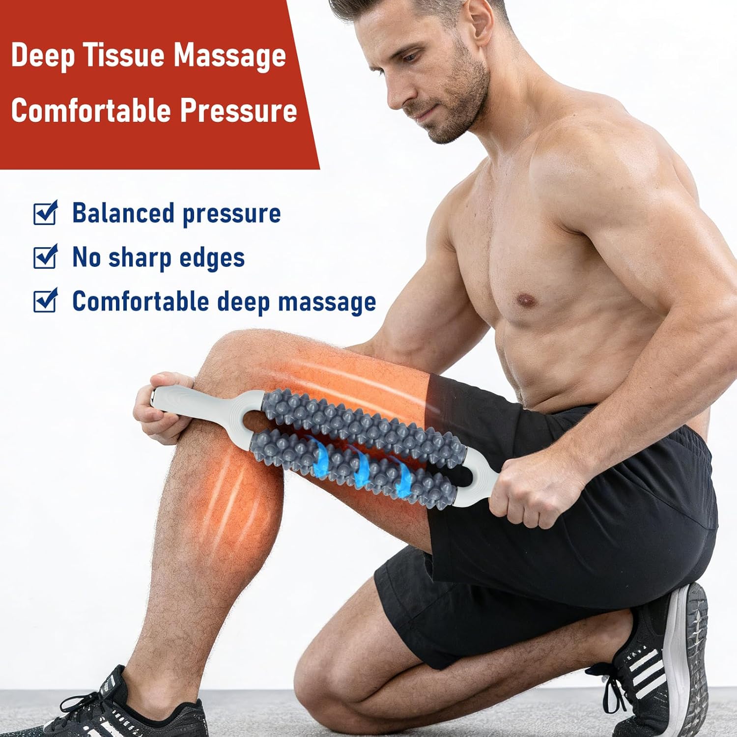 Muscle Roller Stick, Double Row Deep Tissue Massage Stick for Muscle Recovery, Portable Massage Roller for Legs, Calves & Back, Trigger Point Therapy for Athletes & Runners - Image 7