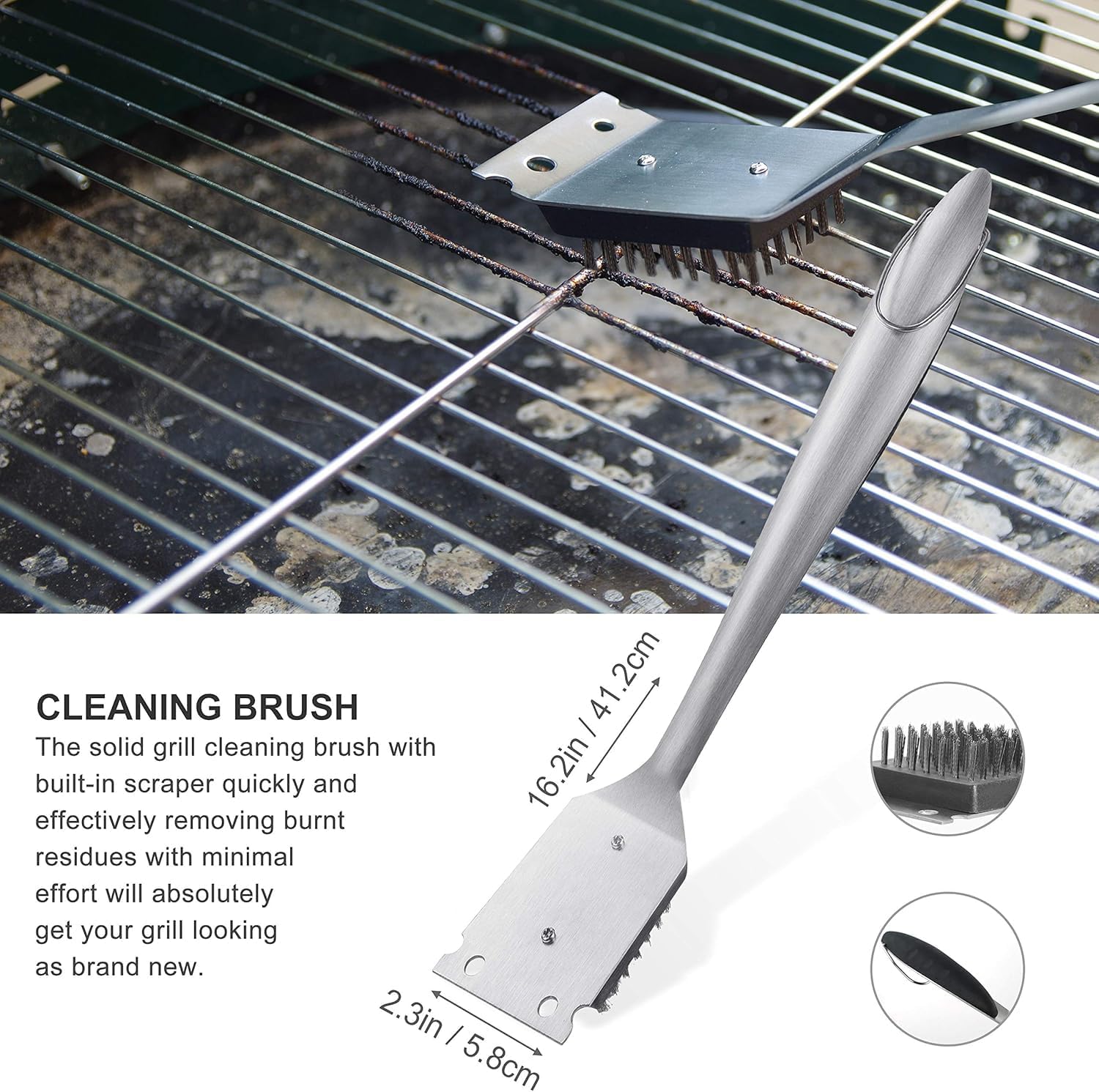Grilljoy 8PCS Heavy Duty BBQ Grill Tools Set with Extra Thick Stainless Steel Spatula, Fork, Tongs & Cleaning Brush - Complete Barbecue Accessories Kit with Portable Bag - Perfect Grill Gifts for Men - Image 5