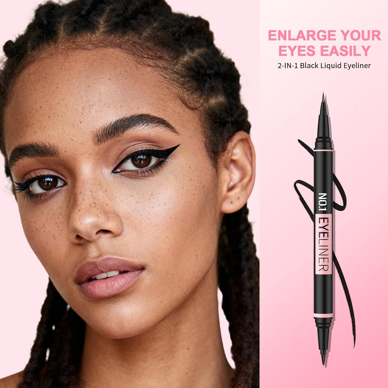 iMethod Liquid Eyeliner - Waterproof Eyeliner 2-in-1 Dual-Ended Eye Liner with Precise Brush-Tip and Thick Tip, Black Liquid Liner Pen, Matte Finish, Long Lasting, Smudge-proof, Transfer-proof, Black - Image 4