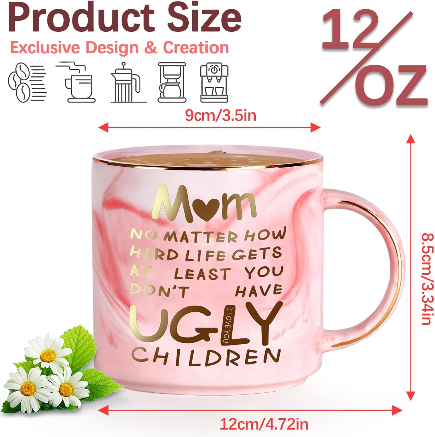 Mothers Day Gifts: 12oz Coffee Mug for Mom from Daughter Son Unique Birthday Present for Mama Wife from Husband Funny Retirement Anniversary Xmas Mother's Day Valentines Gifts for Mom Stepmother Women - Image 4